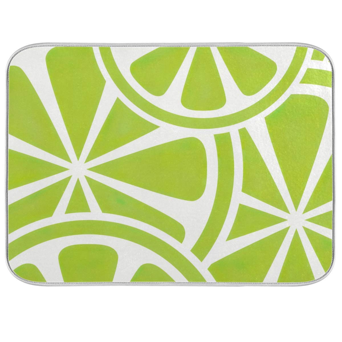 Absorbent Quick-Dry Dish Drying Mat for Kitchen Counter - 18x24 Inch Machine Washable Silicone Drying Mat (Green Lemon Pattern) - Perfect for Dishes, Fruits & Utensils After Washing