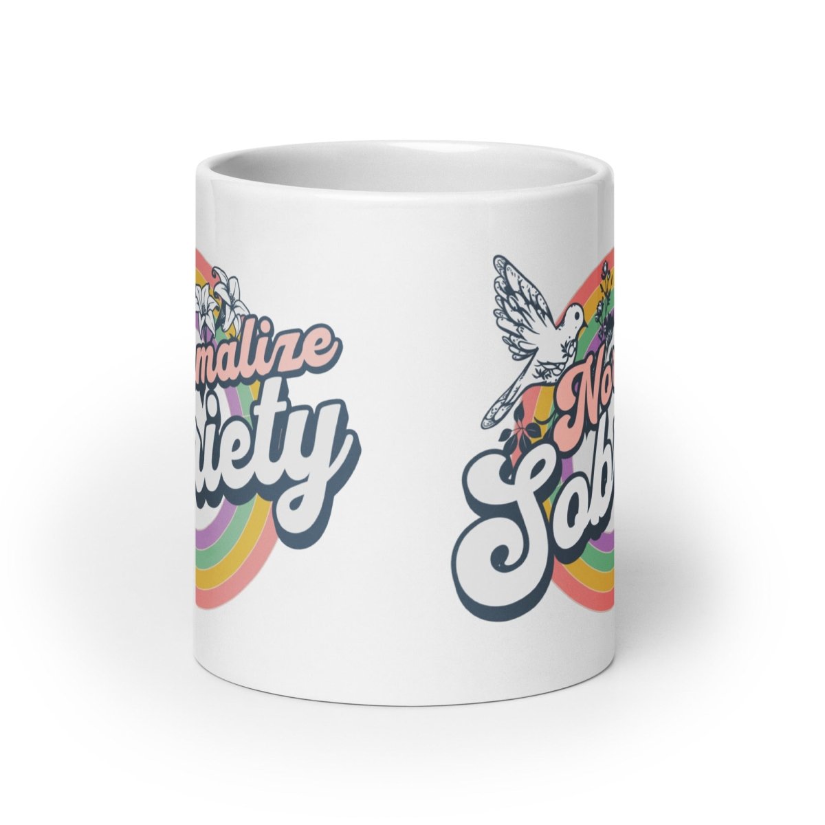 Normalize Sobriety White Glossy Coffee Mug - Perfect for Tea, Hot Chocolate & Office Use