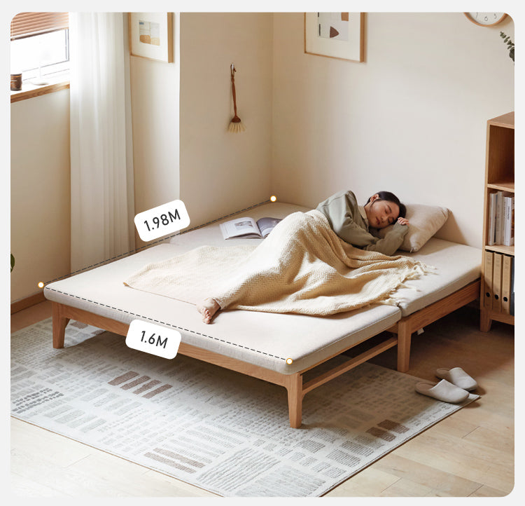Oak Solid Wood Sofa Bed - Convertible Sleeper Sofa for Small Spaces | Perfect for Apartments, Guest Rooms & Home Offices