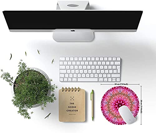 Pink Mandala Flower Mouse Pad - Abstract Round Gaming Mouse Mat, Non-Slip Rubber Base, Waterproof Small Circular Mousepad for Office, Home, Laptop & Travel | Perfect for Work Desks, Gaming Setups & Coffee Shop Use