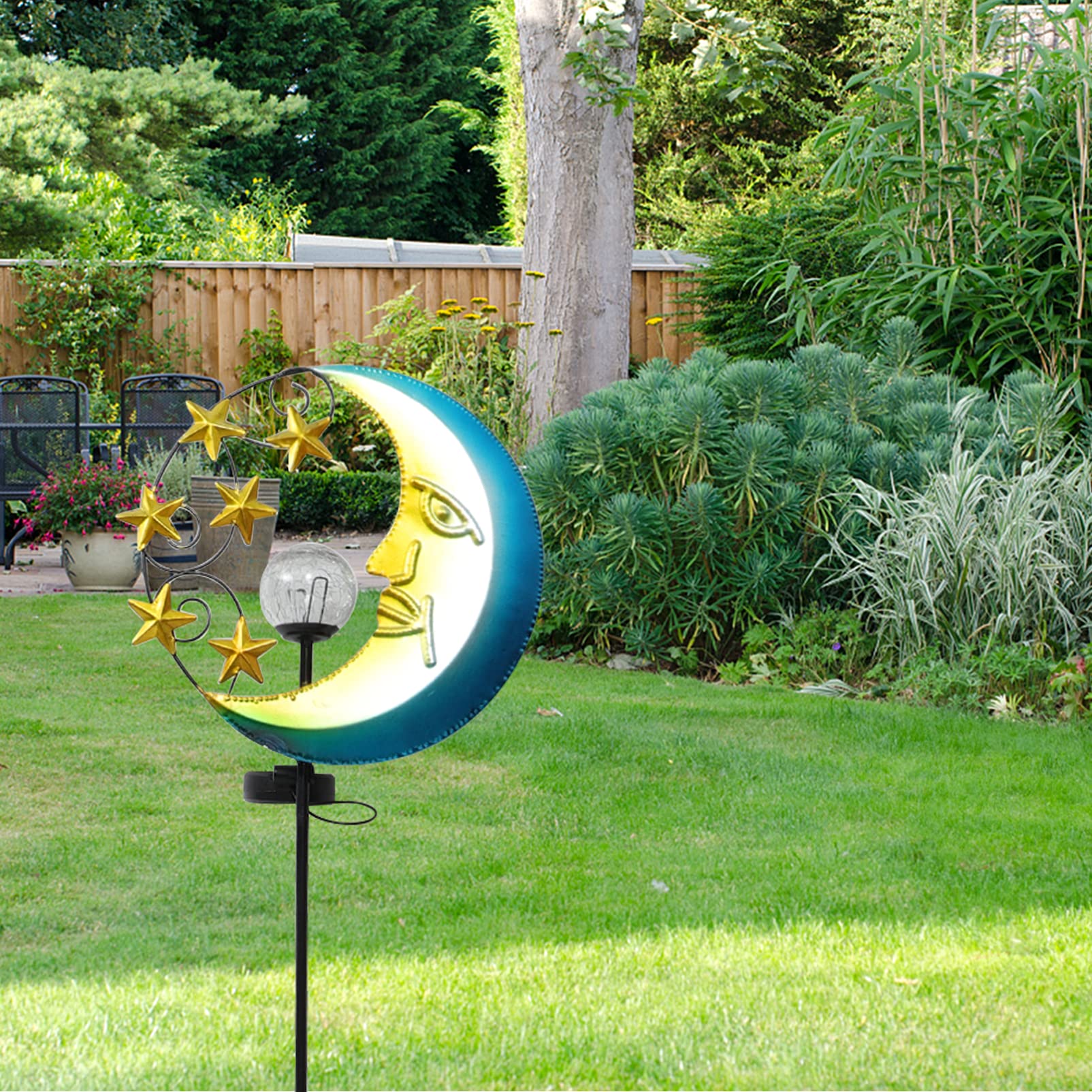 Solar Powered Moon & Star Shaped LED Ground Lights - Waterproof Outdoor Pathway Lighting for Garden, Lawn & Landscape Decoration | Perfect for Patios, Walkways & Backyard Ambience