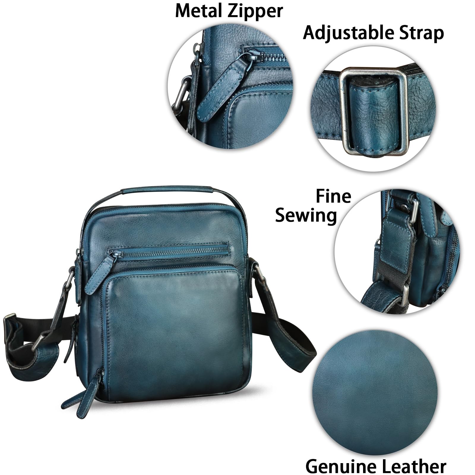 Vintage Genuine Leather Messenger Bag for Men - Crossbody Shoulder Bag with Adjustable Strap | Durable & Stylish Work, Travel & Everyday Use Satchel