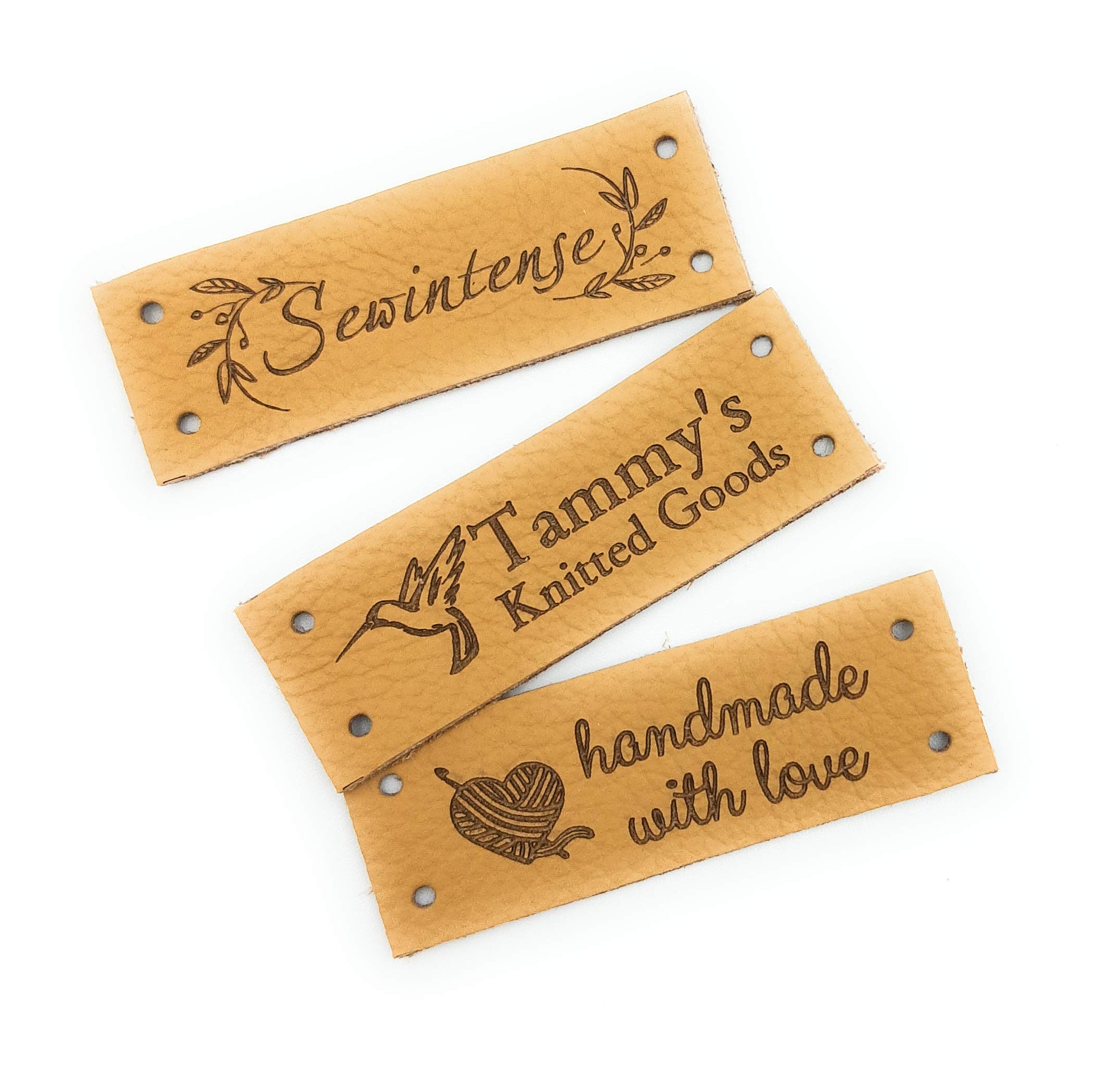 Custom Sewing Labels & Personalized Leather Tags - Set of 25 for Clothing Branding, Care Instructions & Logo Identification | Perfect for DIY Garments, Handmade Crafts & Boutique Apparel Labeling