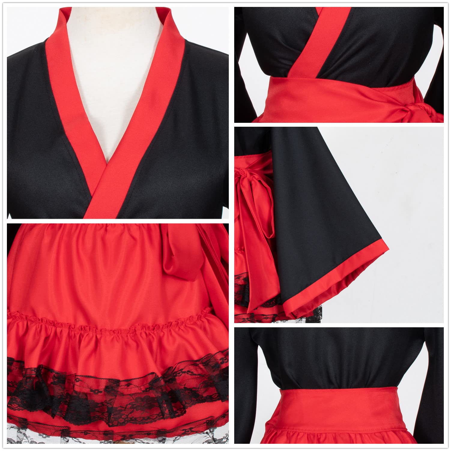 Japanese Anime Red and White Fox Kimono Cosplay Costume Set with Tabi Socks - Perfect for Halloween, Cosplay Events, Anime Conventions, and Themed Parties