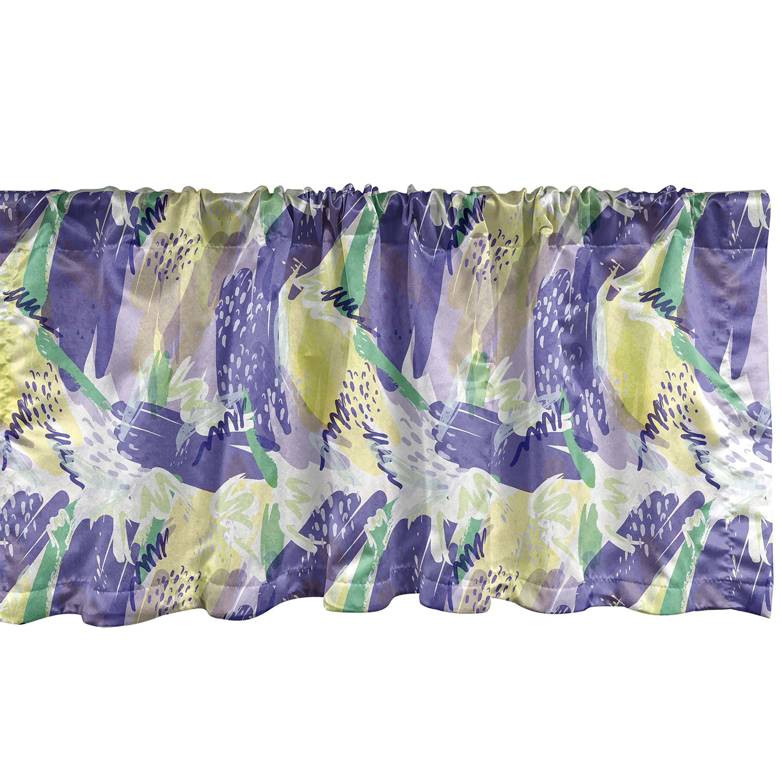 Ambesonne Abstract Window Valance - Modern Brushstroke Pastel Curtain Valance with Rod Pocket, 54x18 Inches, Blue Violet & Pale Green - Perfect for Kitchen, Bedroom, Living Room & Office Decor