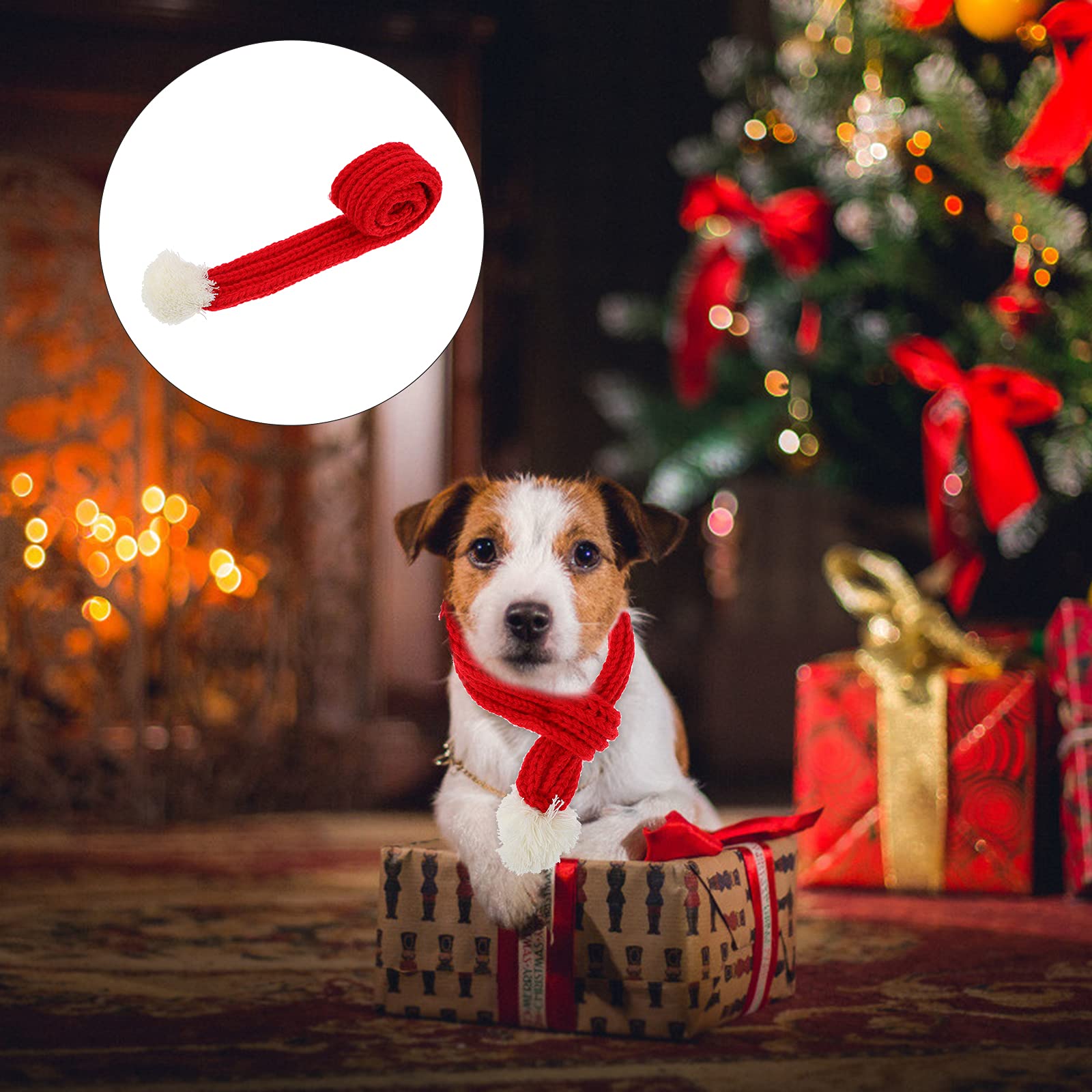 ULTECHNOVO Christmas Dog Scarf Bib - Red Knitted Pet Scarf for Large Dogs & Cats, Festive Holiday Costume Accessory with Plush Lining - Perfect for Christmas Photos, Pet Parties & Winter Outings