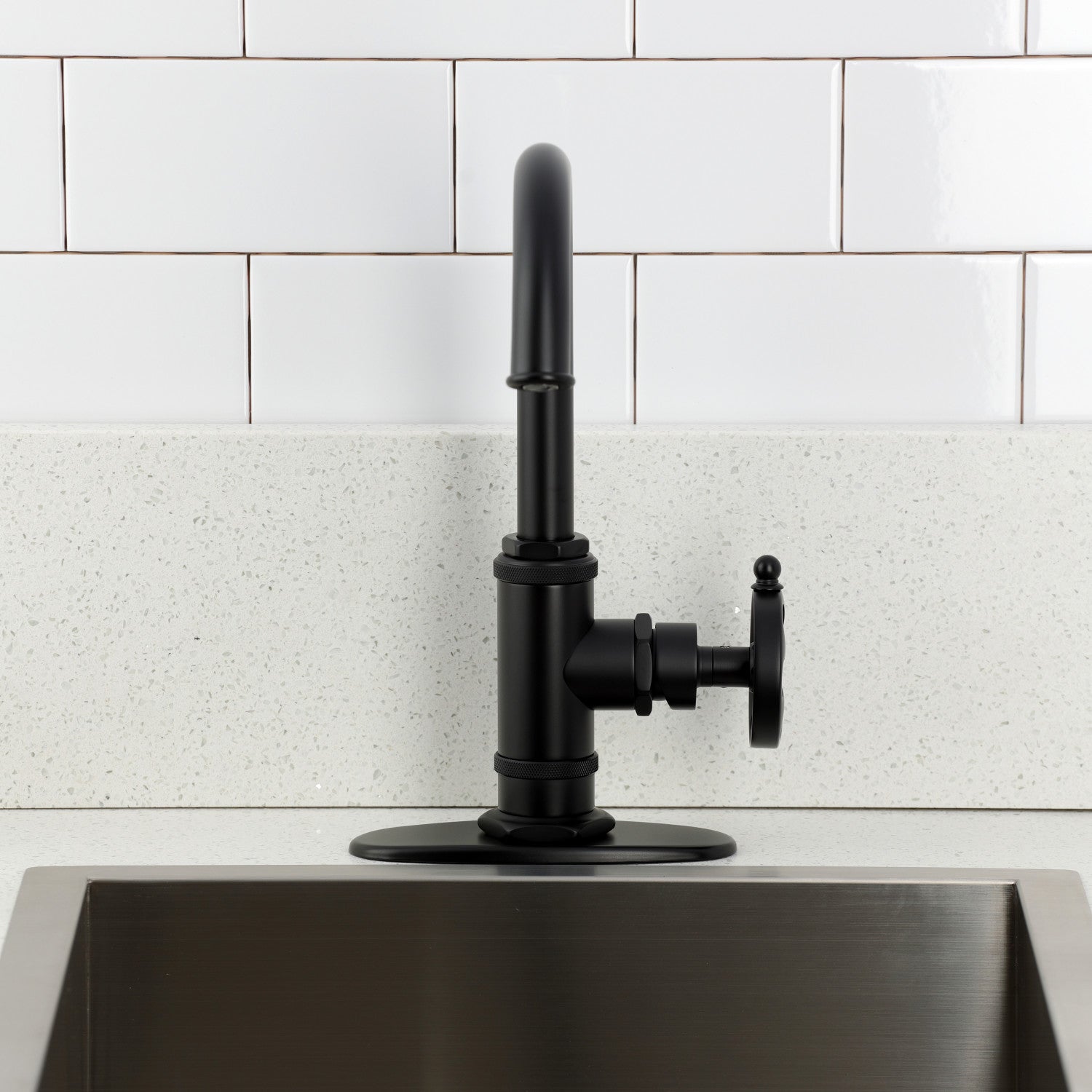 Belknap KSD8500RX Single Handle 1-Hole Deck Mount Bar Faucet in Matte Black - Perfect for Kitchen, Wet Bar, and Commercial Use