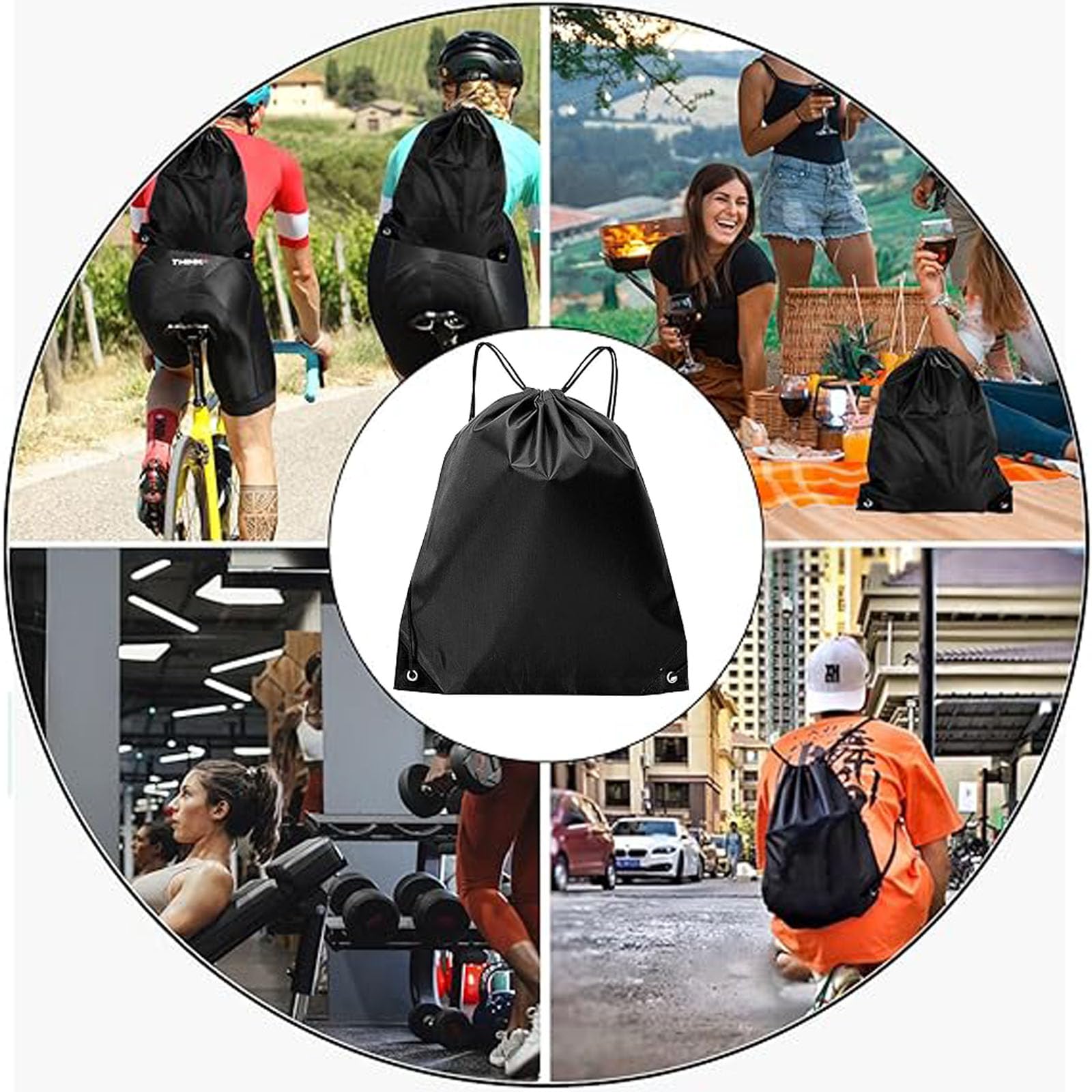 28 Pack Black Drawstring Bags - Gym Backpack, Swim & Beach Bags for Sports, Travel, School & Outdoor Activities | Lightweight & Durable Backpack Alternative
