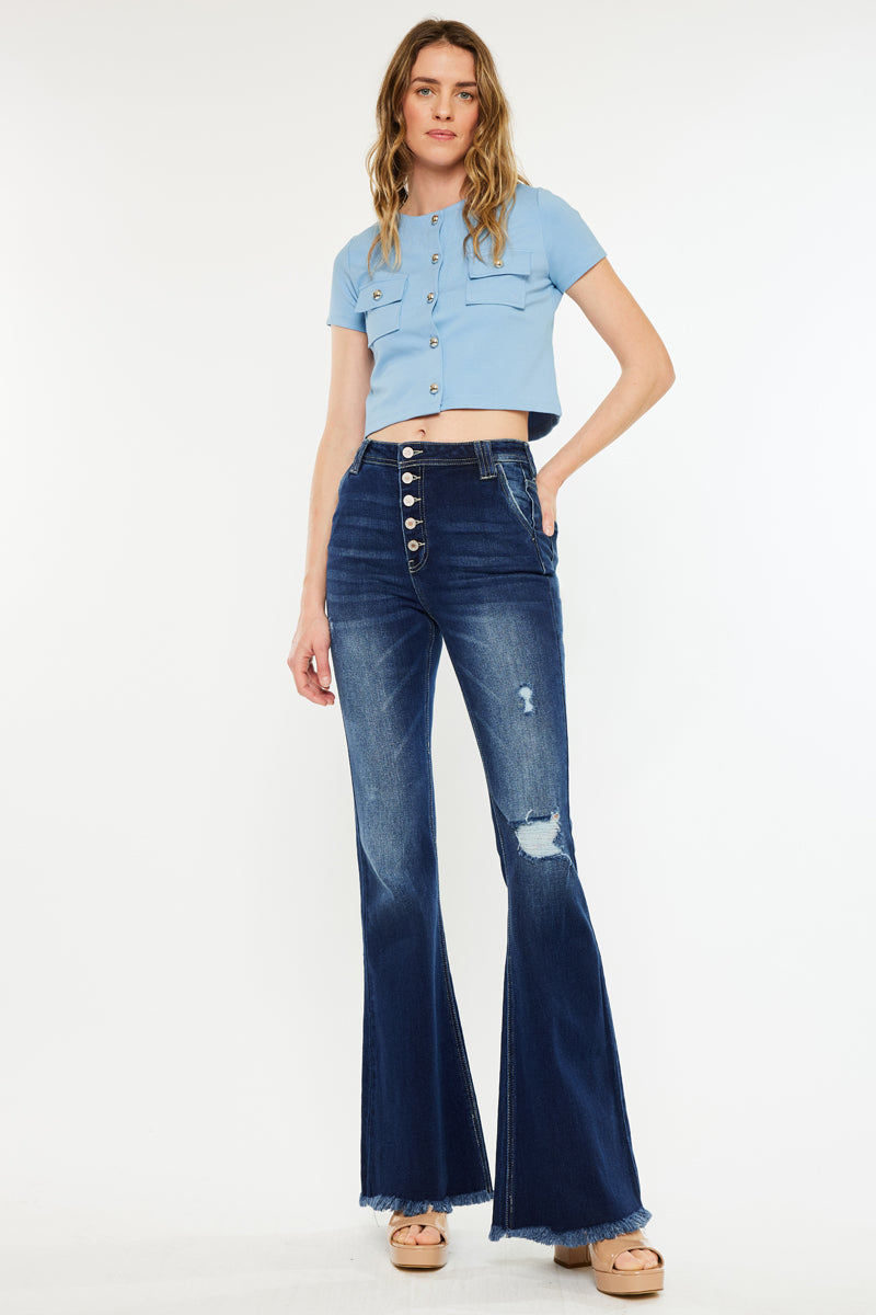 Sian High Rise Flare Jeans for Women - Vintage 70s Inspired Stretch Denim Pants - Perfect for Casual Outfits, Date Nights & Retro Fashion Looks