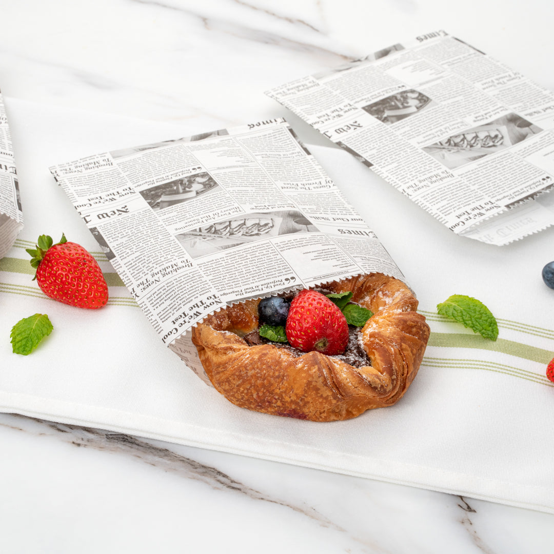 Eco-Friendly Newsprint Paper Bags 7x5 Inches - 100 Count Bulk Pack for Grocery, Retail & Gift Packaging