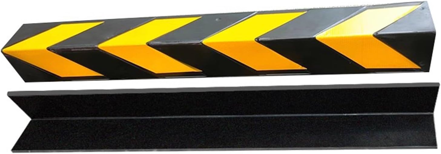 LNNW Reflective Rubber L-Shaped Garage Wall Corner Protector with Yellow Strips - 5-Piece Set (100cm) for Parking Garages, Warehouse Safety, and Home Protection