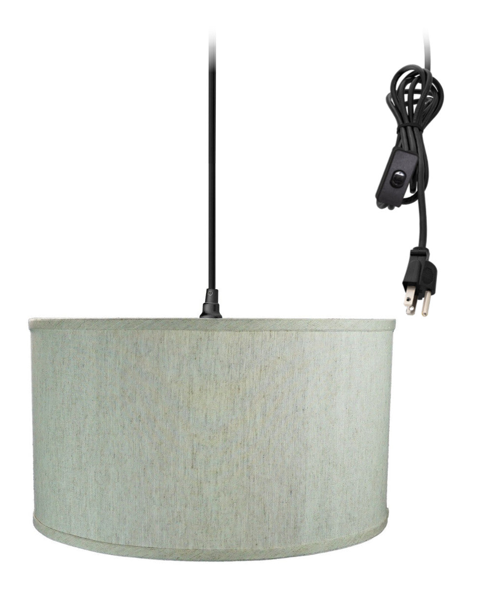 16W Textured Oatmeal Plug-In Pendant Light with 17' Black Cord - Perfect for Kitchen Island, Dining Room, and Bedroom Lighting