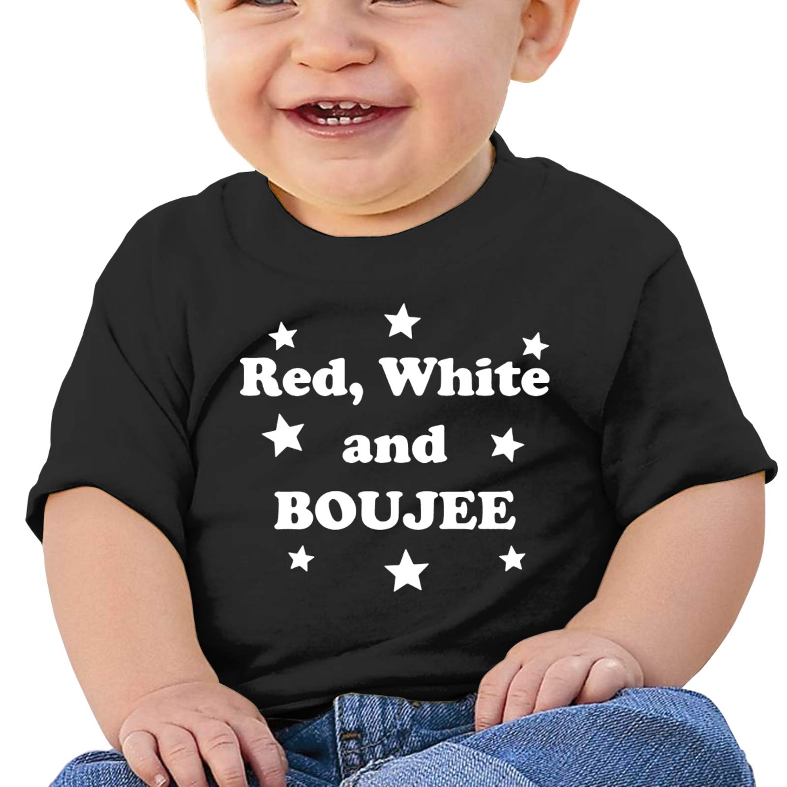 Red White and Boujee Short-Sleeved Cotton T-Shirt for Boys & Girls 6-24 Months | Soft Baby Top for Playdates, Family Outings & Photo Shoots