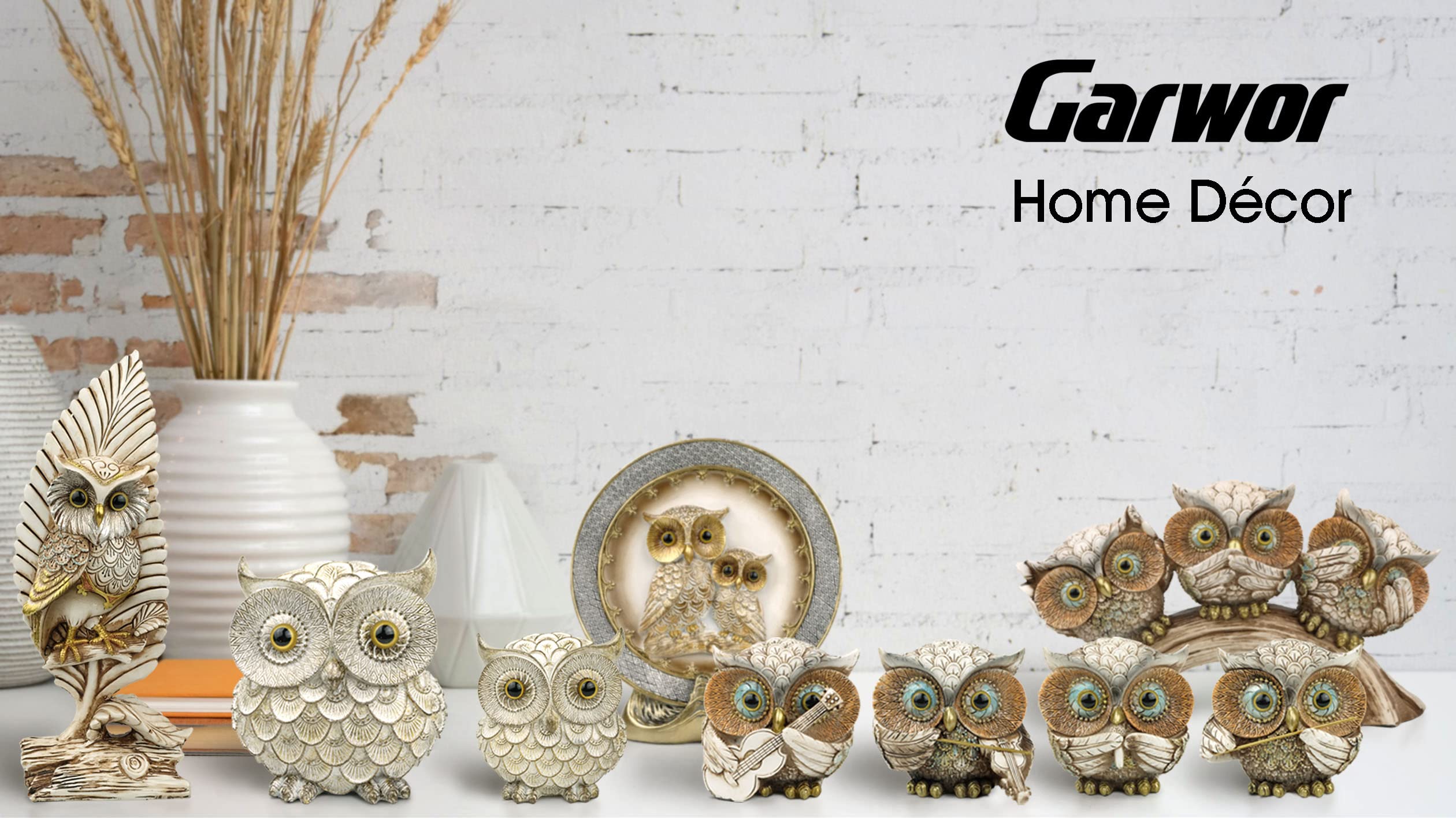 Garwor Owl Figurines - Elegant White Ceramic Home & Office Decor - Unique Bird Statue Gift for Nature Lovers (Small Size) - Perfect for Bookshelf Displays, Wedding Centerpieces & Housewarming Presents