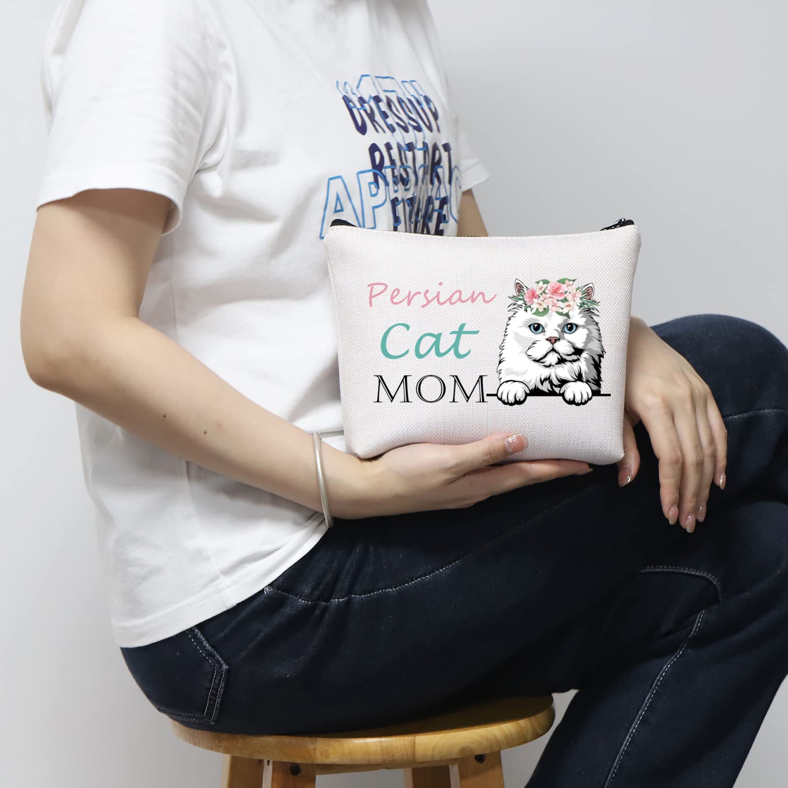 Persian Cat Mom Makeup Bag - Cute Cosmetic Pouch for Women & Girls - Perfect Gift for Cat Lovers & Persian Cat Owners - Great for Travel, School & Daily Makeup Storage