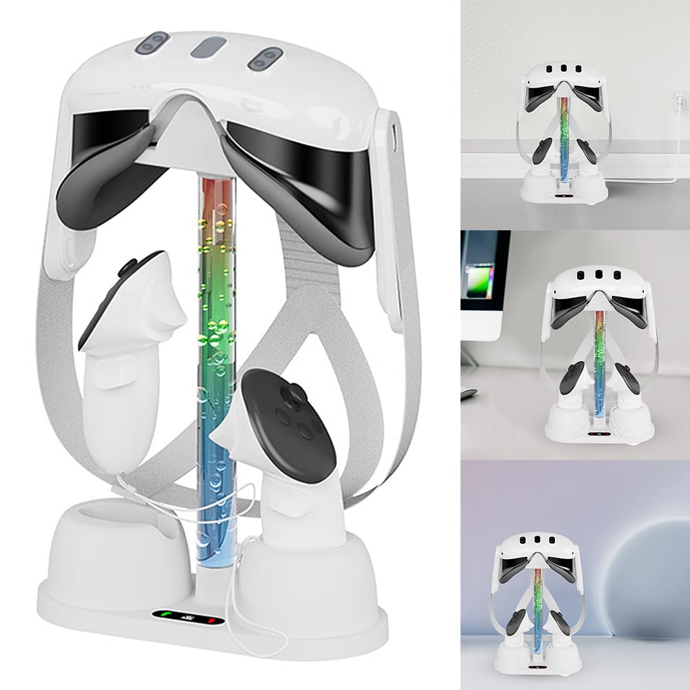Oculus/Meta Quest 3 Charging Station with RGB Lights - VR Headset & Controller Stand, Charger Dock, Storage Holder for Oculus Quest 3 Accessories - Perfect for Gaming Setup & VR Display Organization