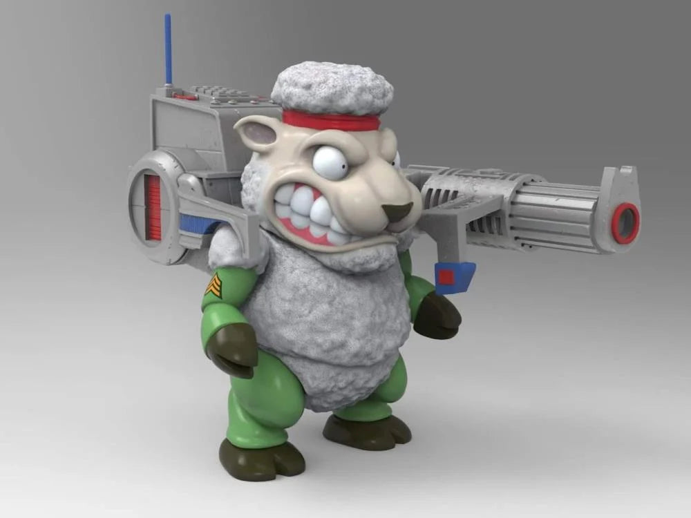 Barnyard Commandos Sergeant Wooly Pull Over Figure - Military-Themed Farm Animal Toy for Kids, Collectible Action Figure for Play & Display