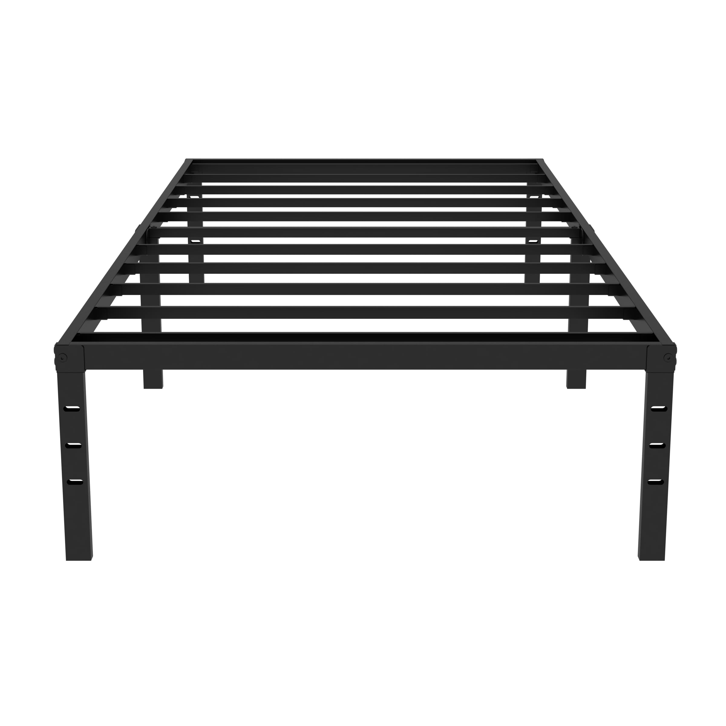 18 Inch High Heavy Duty Twin Bed Frame with Metal Platform & Slat Support - Max 2000lbs Capacity, Underbed Storage, No Box Spring Needed, Easy Assembly (Black) - Perfect for Small Bedrooms, Guest Rooms & Dormitories