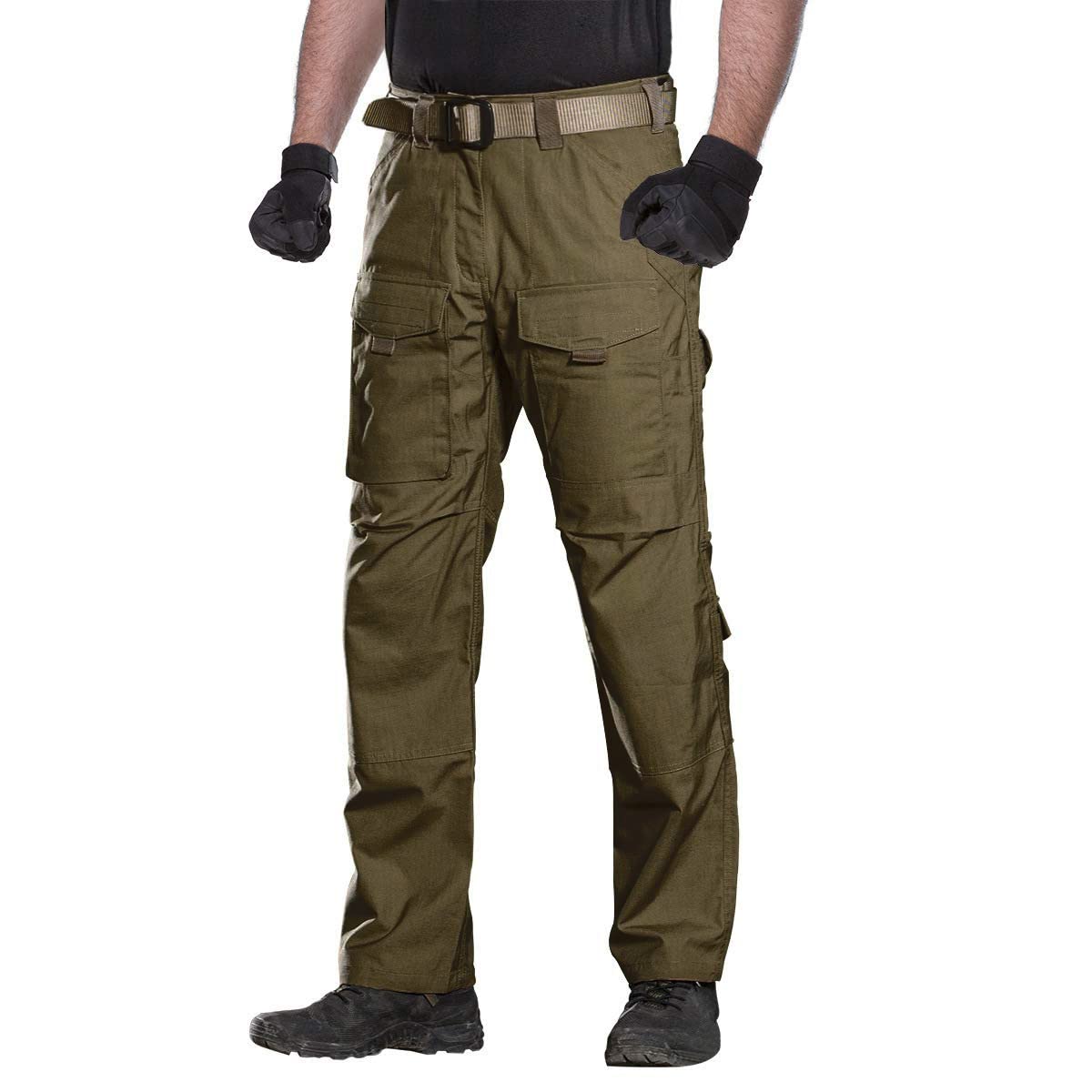 FREE SOLDIER Men's Tactical Pants - Ripstop Military Combat Cargo Pants for Outdoor Hiking, Work & EDC | Lightweight Durable Outdoor Pants for Camping, Hunting & Tactical Use