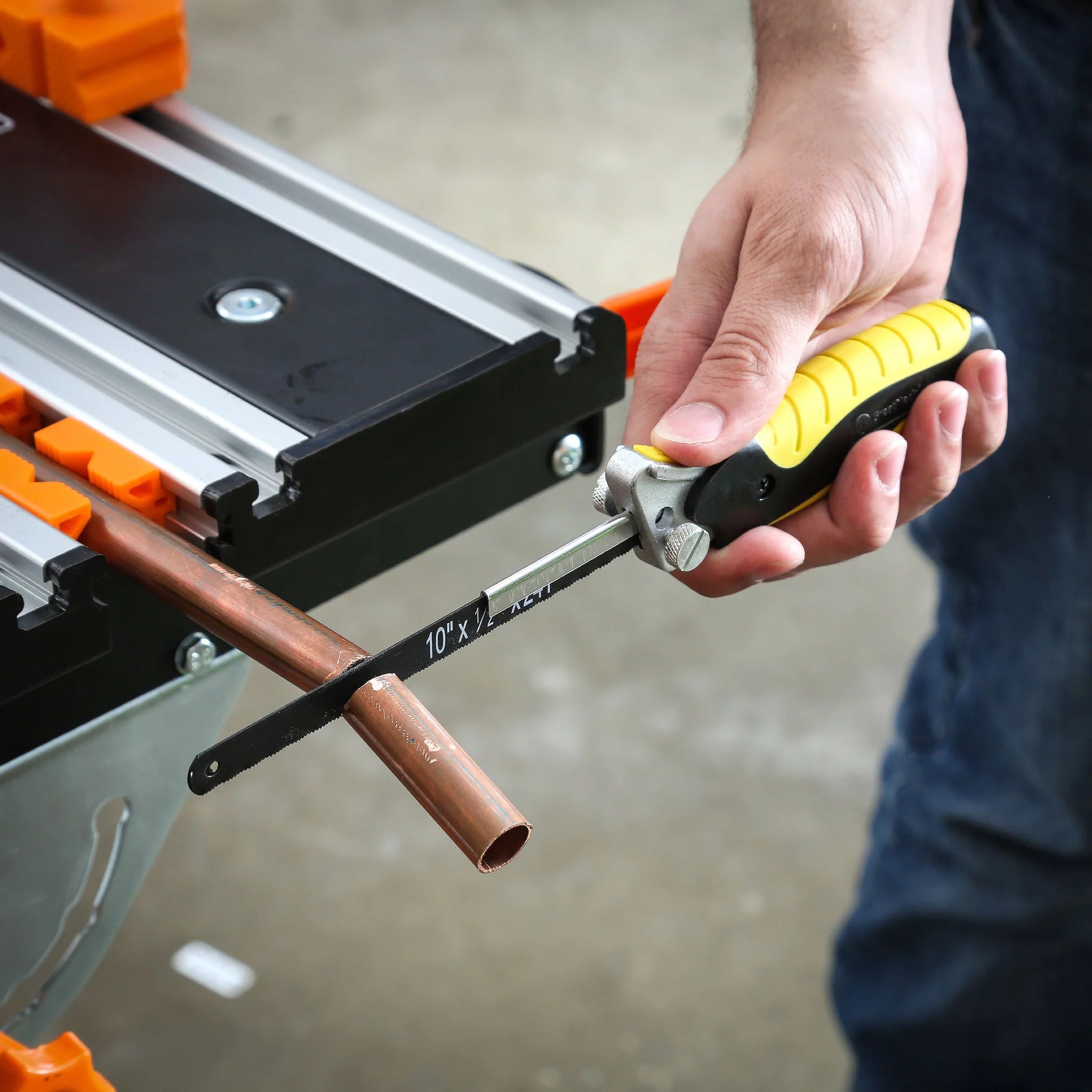 GreatNeck True Close Quarter Hacksaw - 10 Inch Carbon Steel Blade & Aluminum Frame for Cutting Wood, PVC, Foam, Brass | Heavy Duty & Comfortable Grip | Perfect for DIY Projects, Plumbing, and Home Repairs (Model 80070)