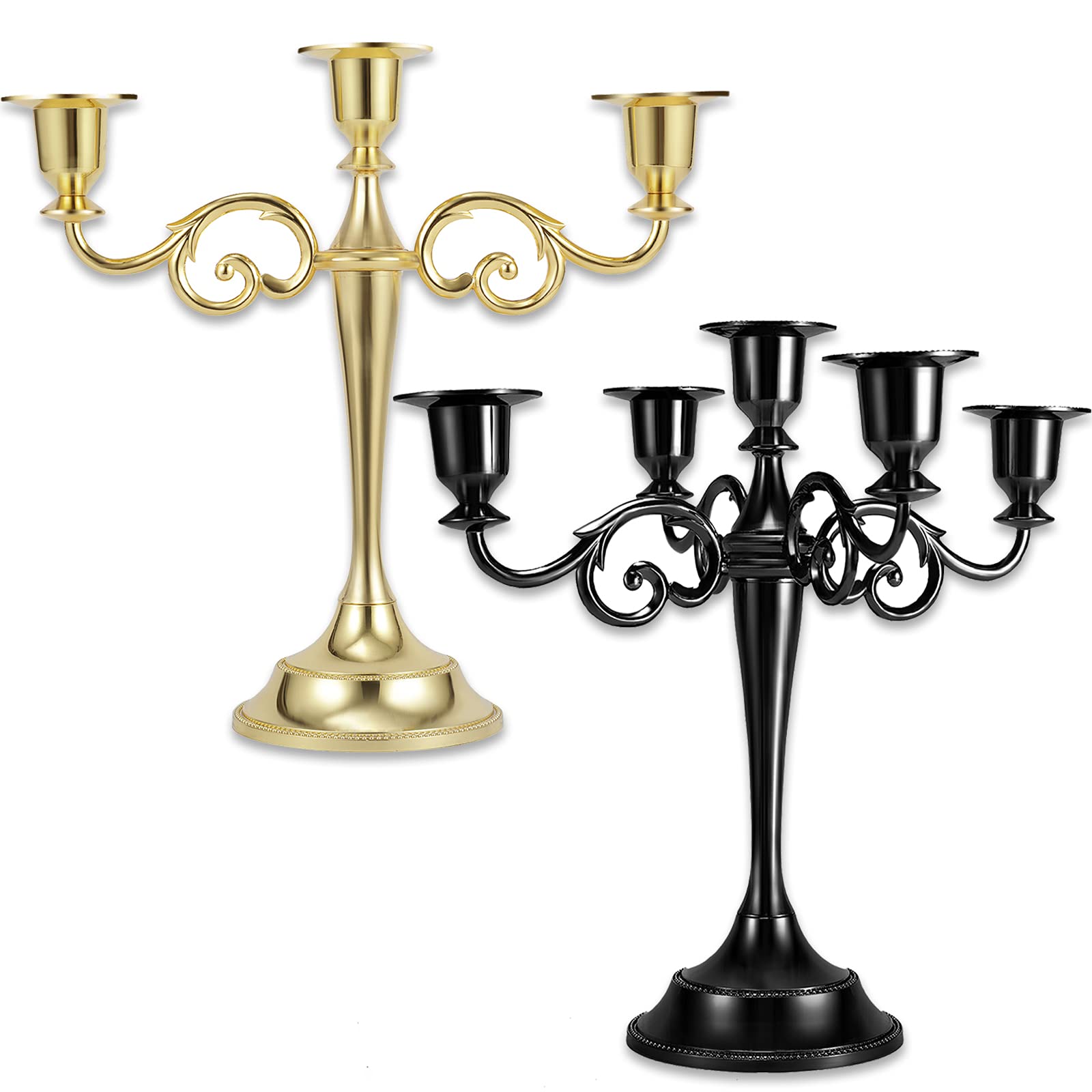 Dyna-Living Metal Candle Holders Set - Elegant Candelabra for Taper Candles, Table & Wall Decor - Perfect for Wedding, Church, Party & Home Decor