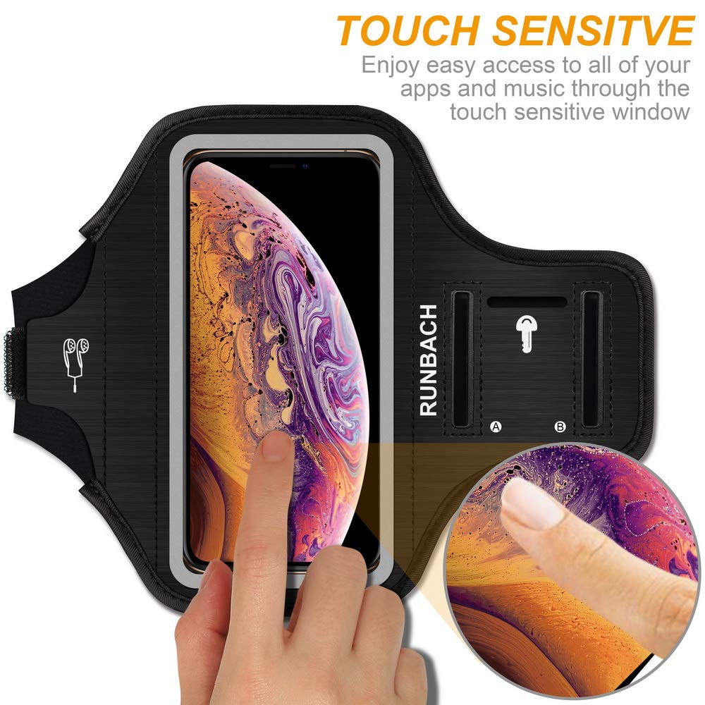 Premium Running Armband for iPhone 16 Pro Max/16 Plus/15 Pro Max/15 Plus/14 Pro Max/14 Plus/13 Pro Max/12 Pro Max/11 Pro Max/Xs Max - Secure Fitness Phone Holder with Card Slot (Black) - Ideal for Jogging, Gym Workouts & Outdoor Activities