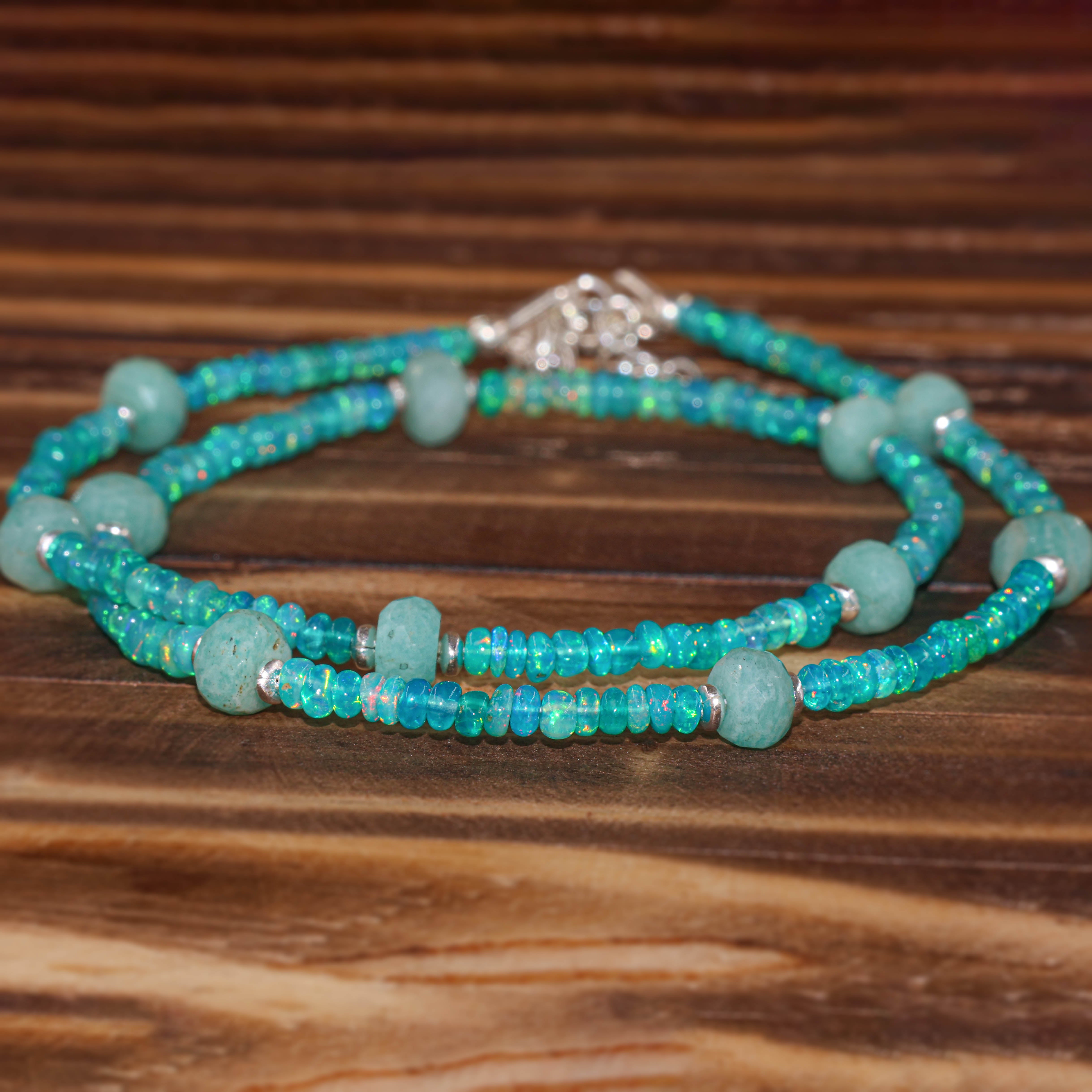 Natural Green Opal & Turquoise Beaded Necklace - Handmade Boho Jewelry for Women, Spiritual Healing & Meditation Accessory, Perfect for Yoga, Festivals and Layering