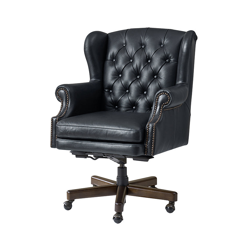 Premium Ashtin Genuine Leather Office Chair - Ergonomic Executive Desk Chair with Adjustable Height & Lumbar Support - Perfect for Home Office, Conference Rooms & Workspaces