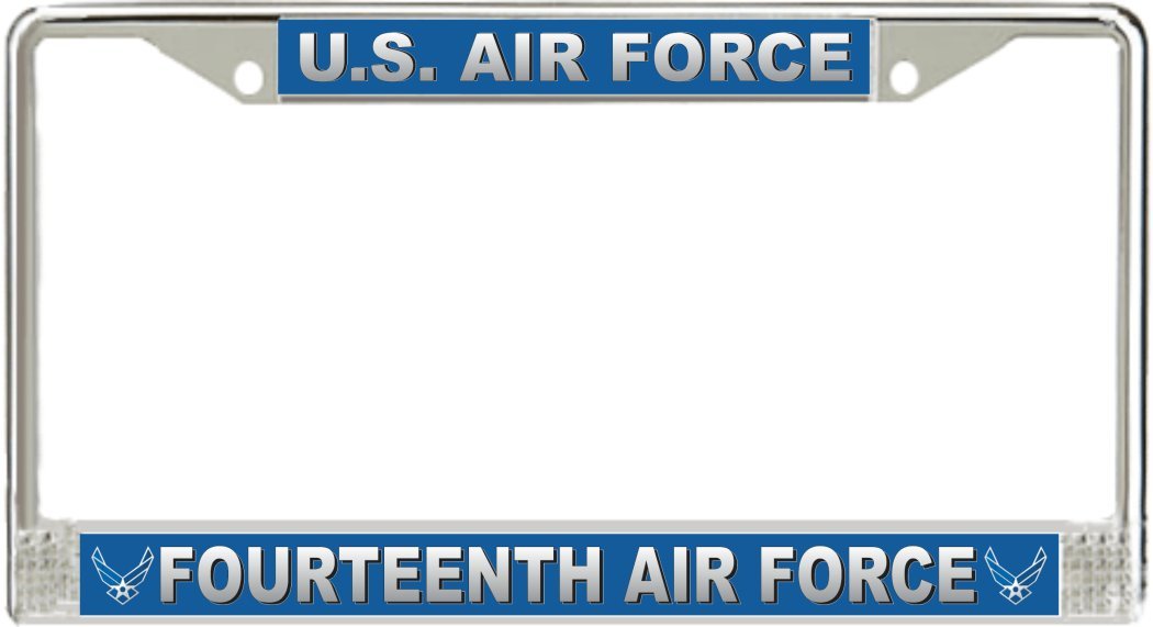 MilitaryBest U.S. Air Force 14th AF License Plate Frame - Durable Metal Car Accessory for Veterans, Patriotic Drivers & Military Supporters - Perfect for Trucks, Cars & Motorcycles
