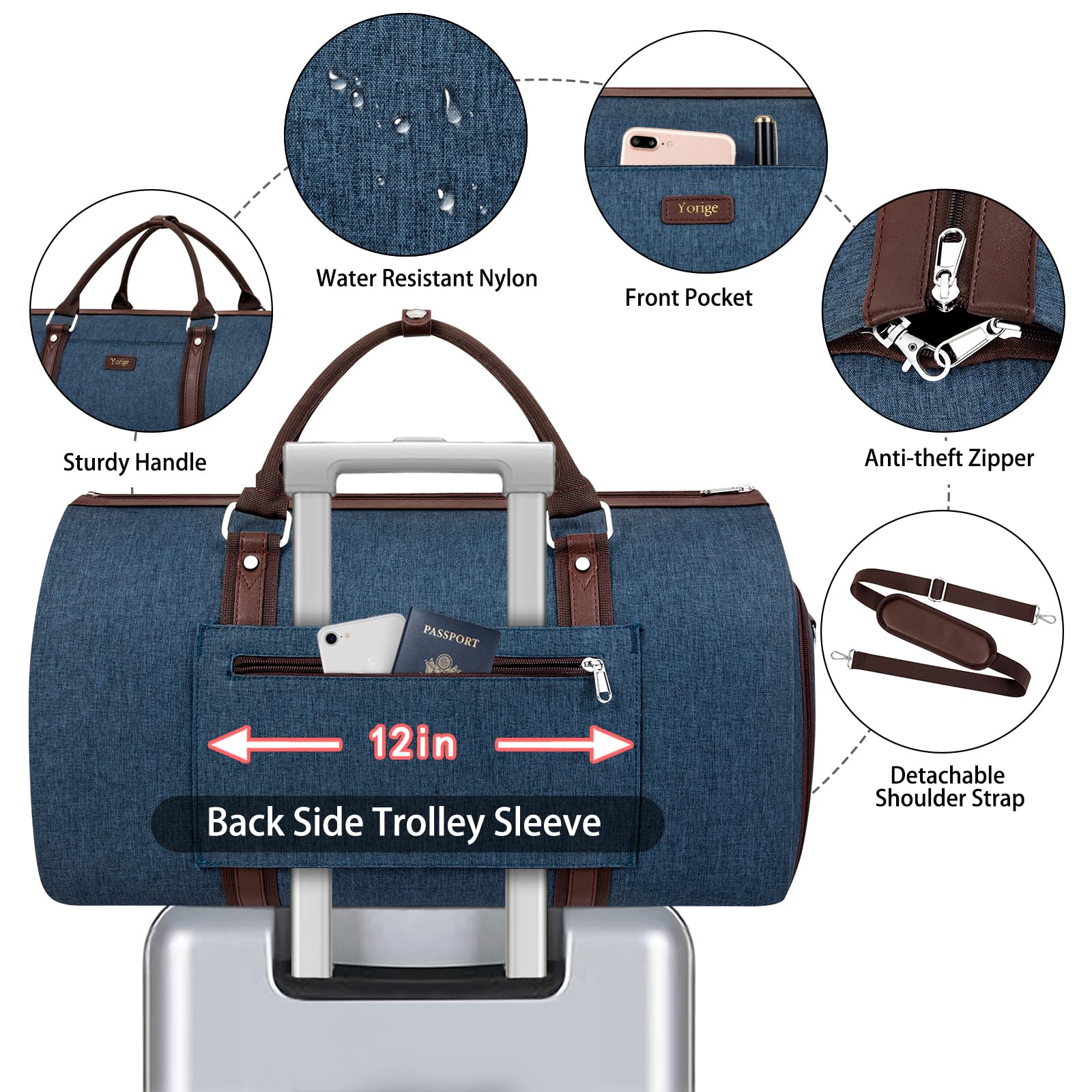 2-in-1 Convertible Travel Garment Duffle Bag Set for Men & Women - Large Carry-On Hanging Suit Dress Clothes Organizer with Detachable Crossbody Bag (4-Piece Set) | Perfect for Business Trips, Weekend Getaways & Gym Workouts