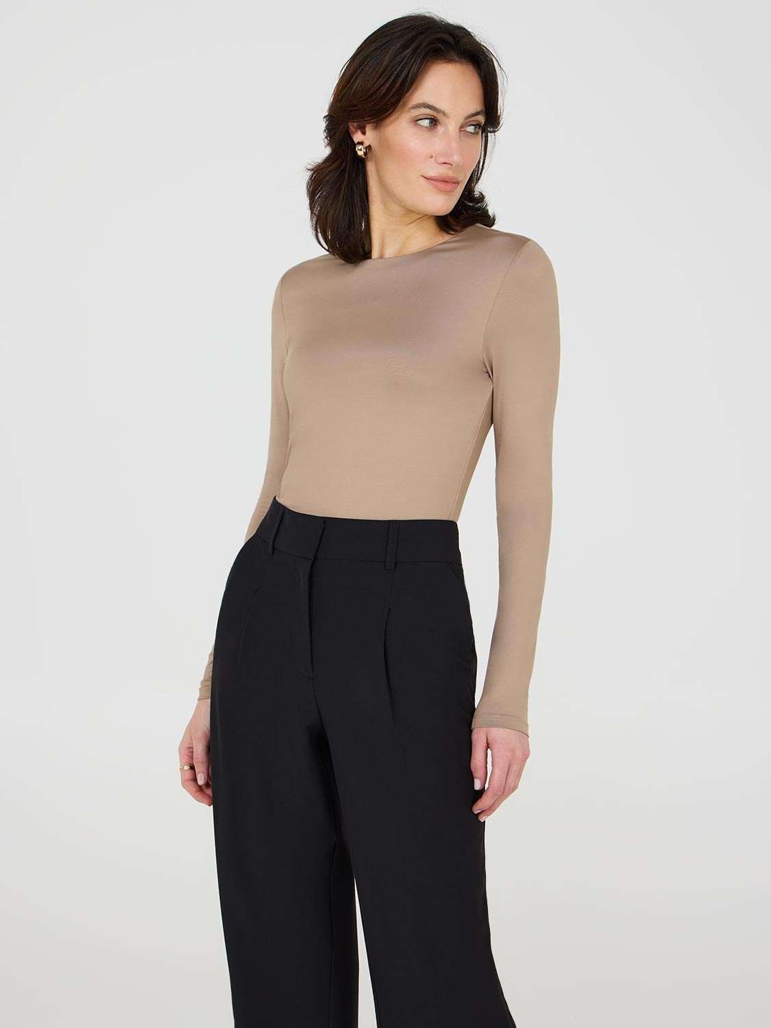 Double Layer Long Sleeve Tops for Women - Soft Stretch Casual Blouse, Perfect for Work, Date Night & Fall Layering