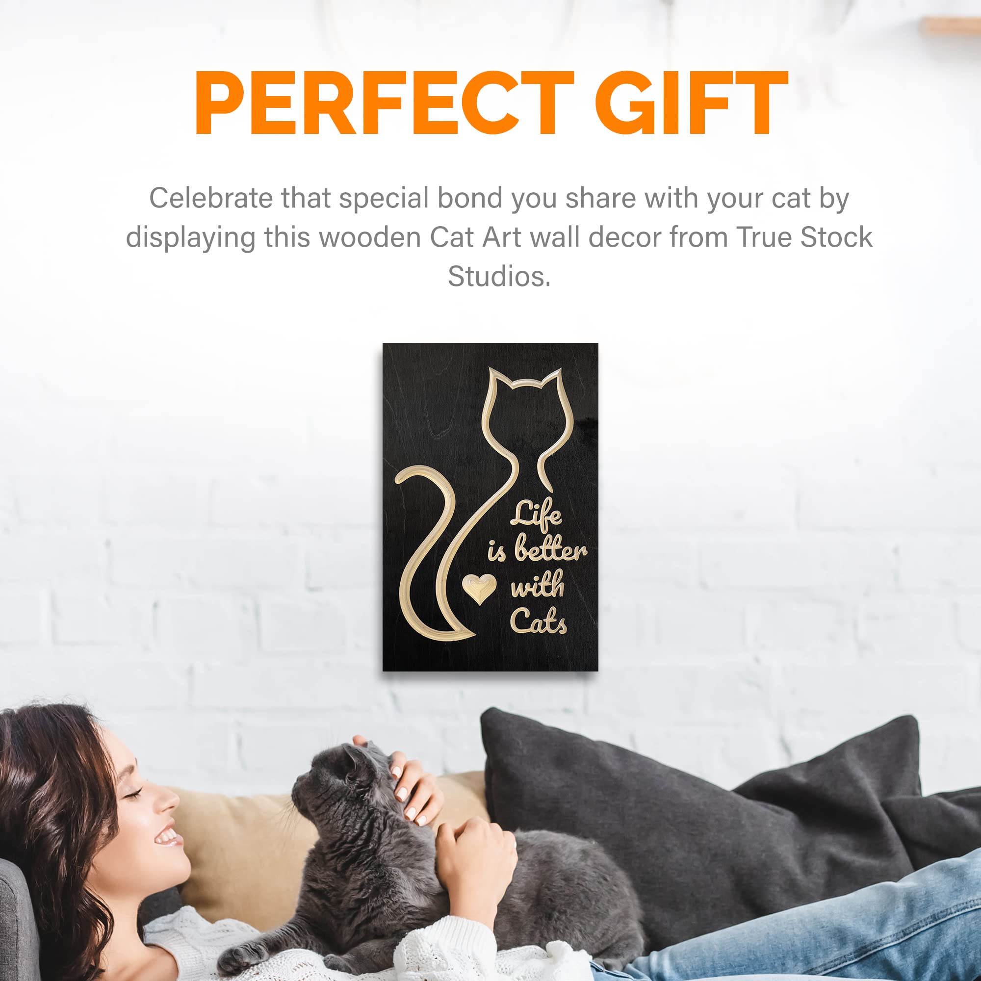 Funny Cat Bathroom Decor - Cute Wooden Wall Sign for Cat Lovers, 12x8 Inch Home & Office Wall Art - Perfect Gift for Pet Owners & Cat-Themed Room Decor
