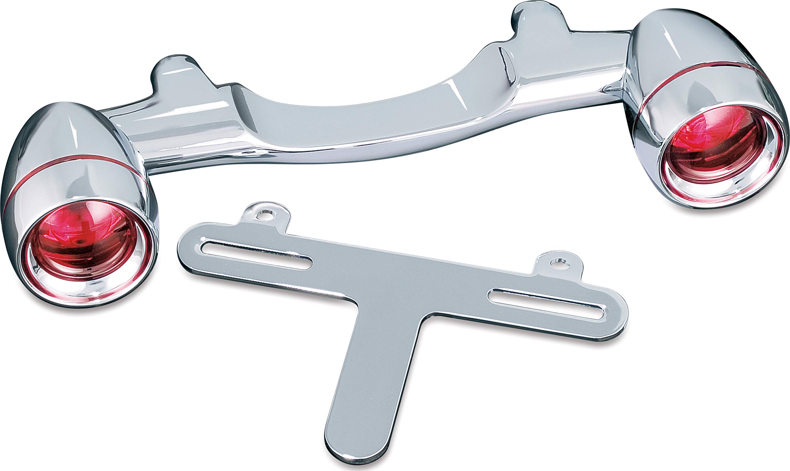 Kuryakyn 2098 Motorcycle LED Turn Signal Light Bar - Chrome Rear Position Bullet Style Blinker with Red Lenses & License Plate Mount for Harley-Davidson (1986-2019) - Perfect for Night Riding and Custom Bike Builds