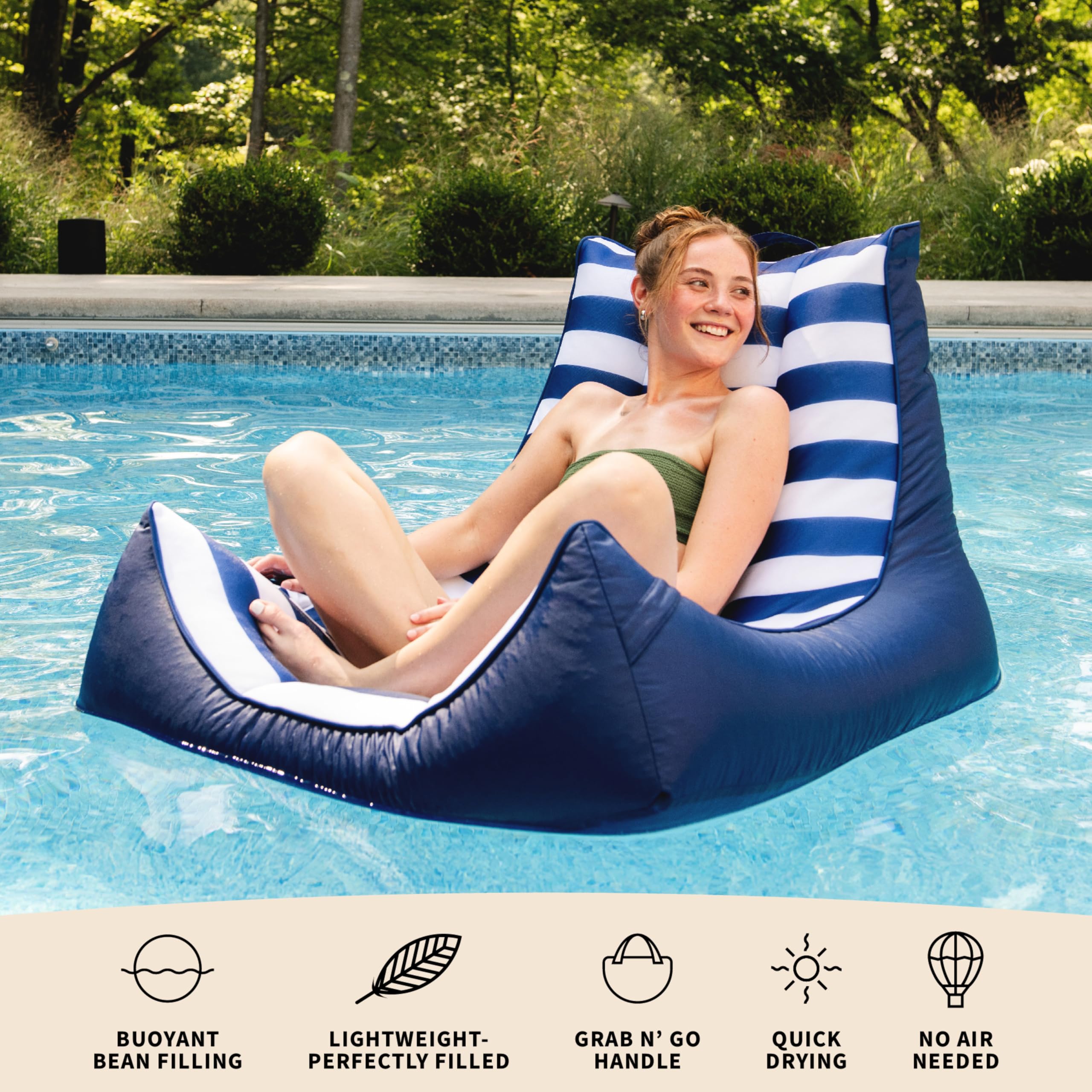 Big Joe Captain's Float Pool Lounger - Double Sided Mesh, Quick Draining Fabric, No Inflation Needed - Perfect for Poolside Relaxation and Outdoor Lounging