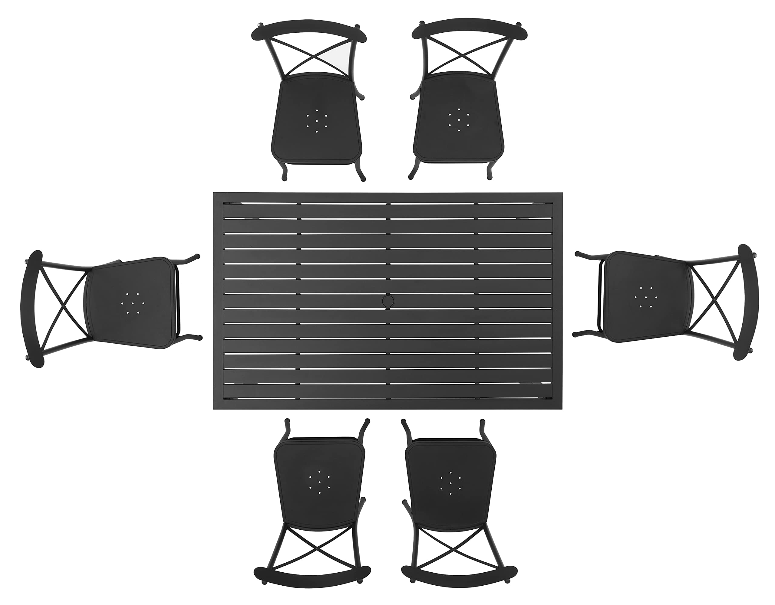 Crosley Furniture Astrid 7-Piece Outdoor Dining Set for 6 - Patio Table & Chairs in Matte Black for Backyard, Deck, Garden - Perfect for Outdoor Entertaining & Family Gatherings