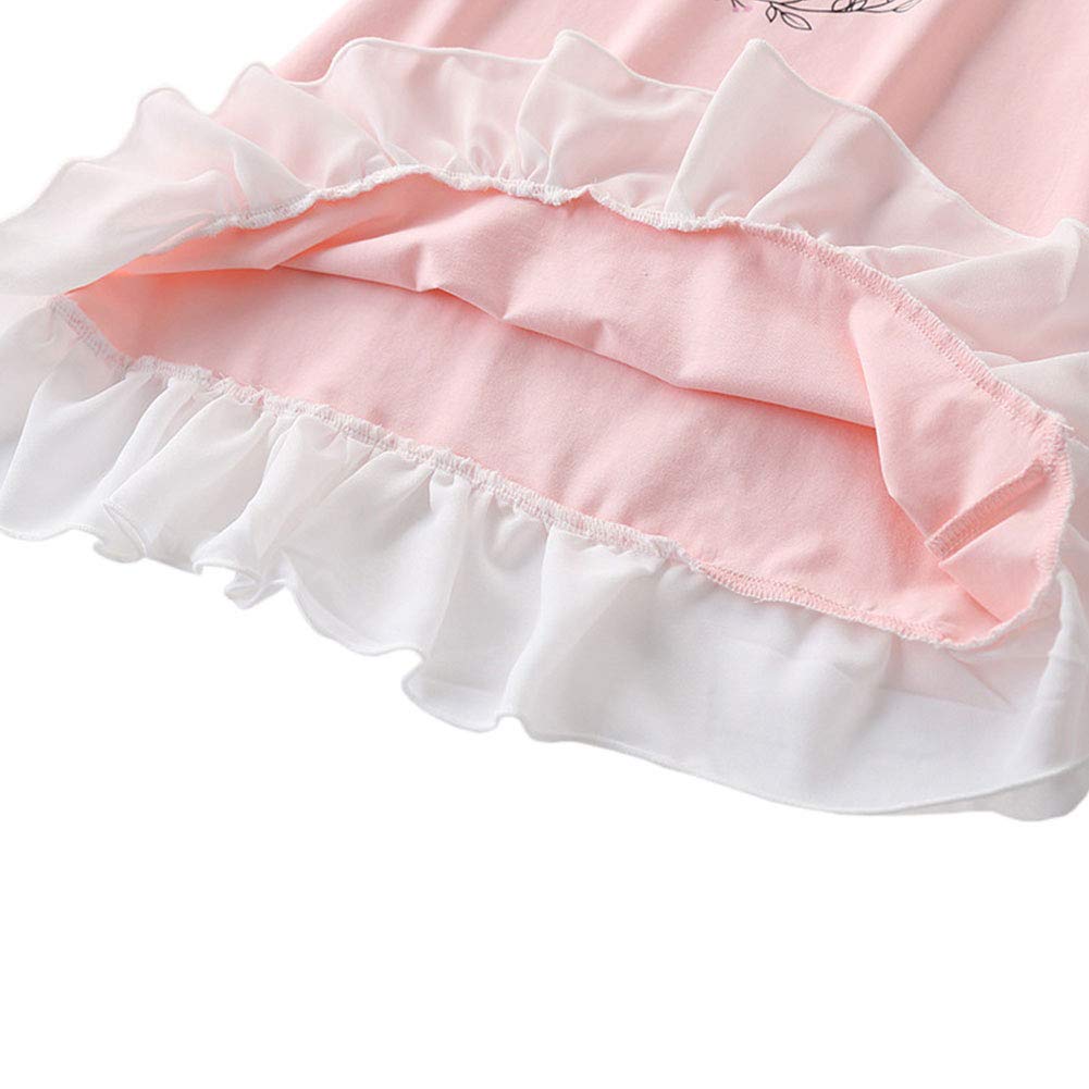 Little Girls Princess Nightgown Toddler Summer Sleepwear - Short Sleeve Pajama Dresses for Kids | Perfect for Bedtime, Sleepovers & Summer Comfort