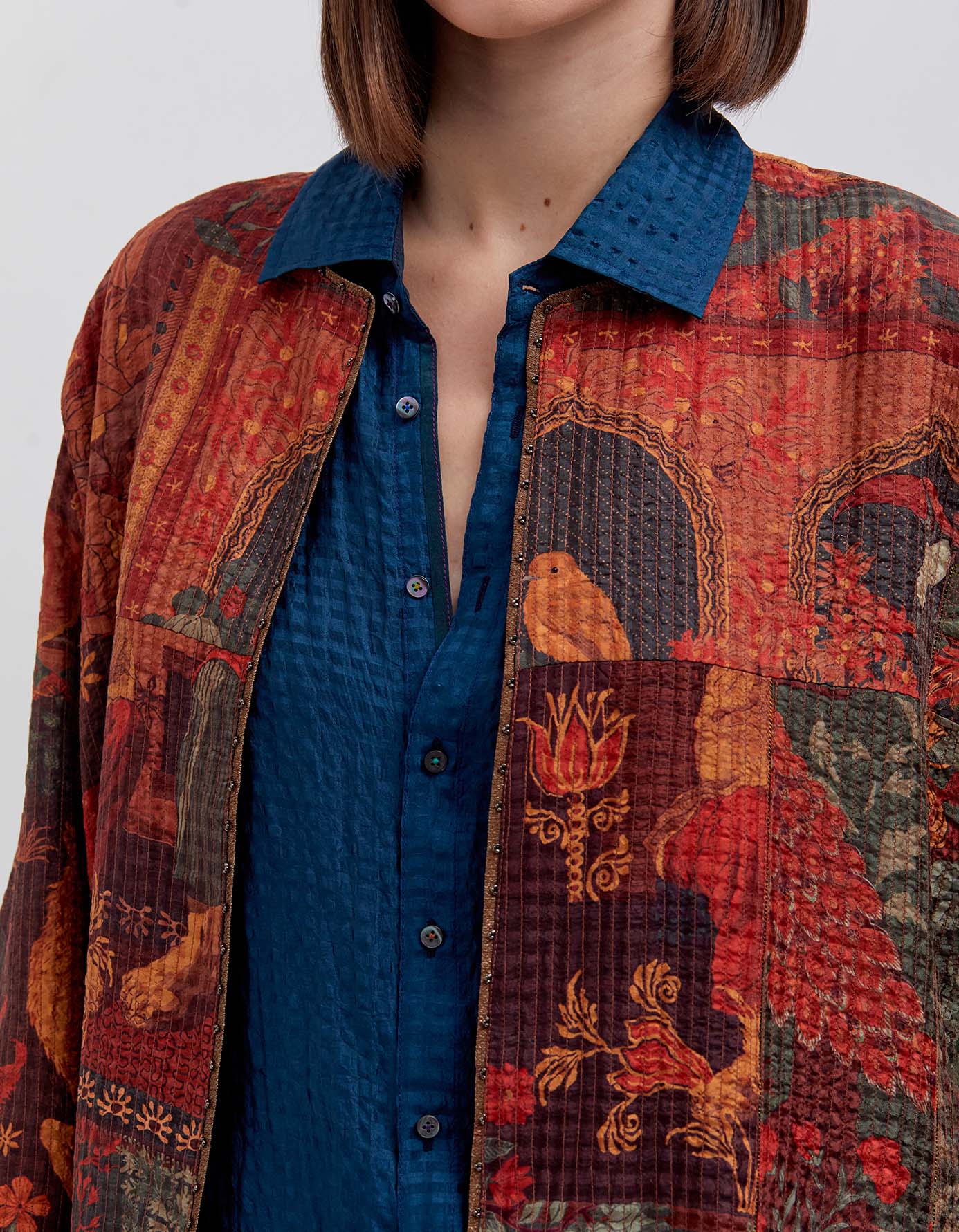 Stylish Oversized Silk Shirt in Teal Check Print - Perfect for Casual Outings & Office Wear