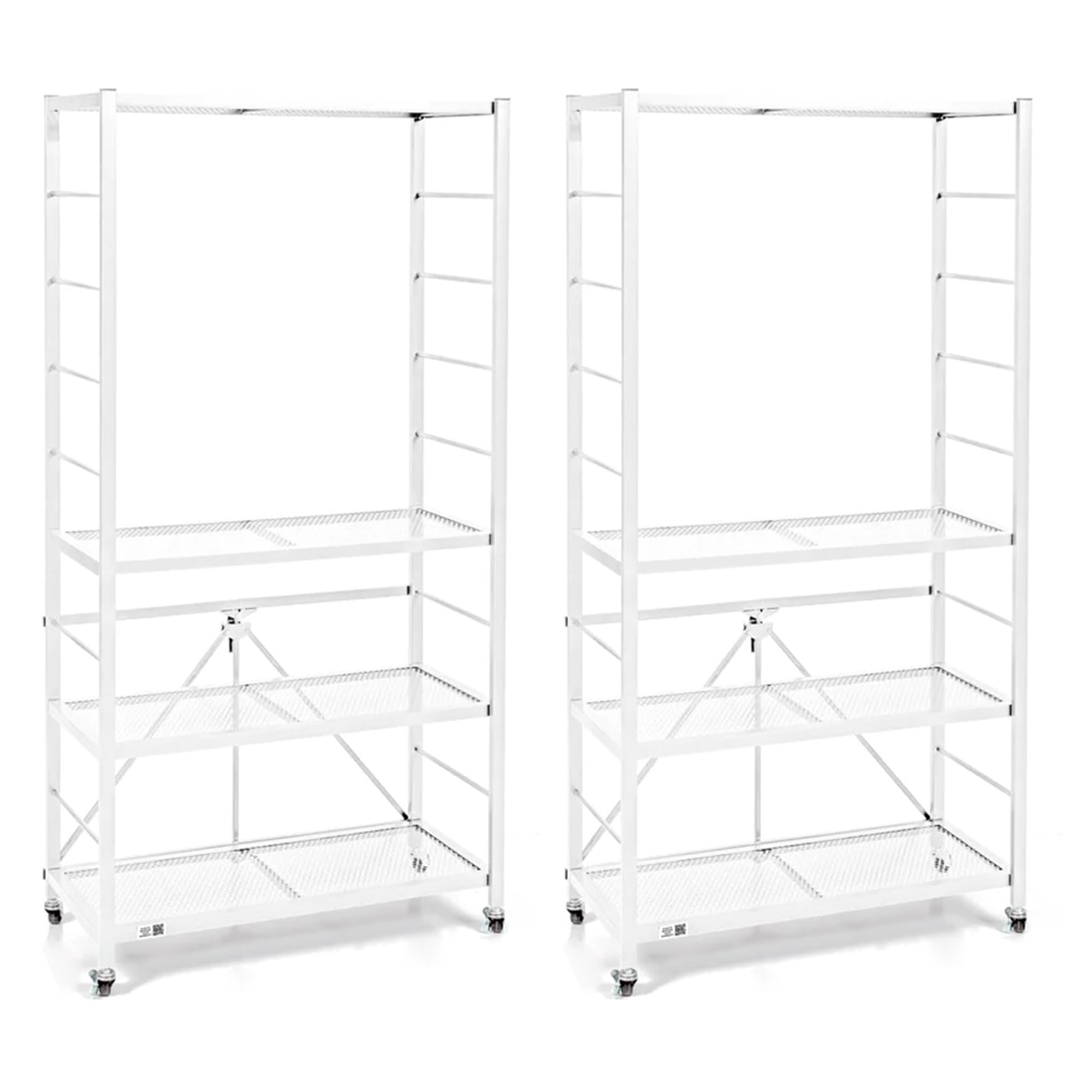 Origami R2 Series Heavy Duty Steel Storage Rack - Adjustable Shelving Unit with Wheels for Home & Office Organization (Set of 2, White) - Perfect for Garage Storage, Closet Organization & Warehouse Shelving
