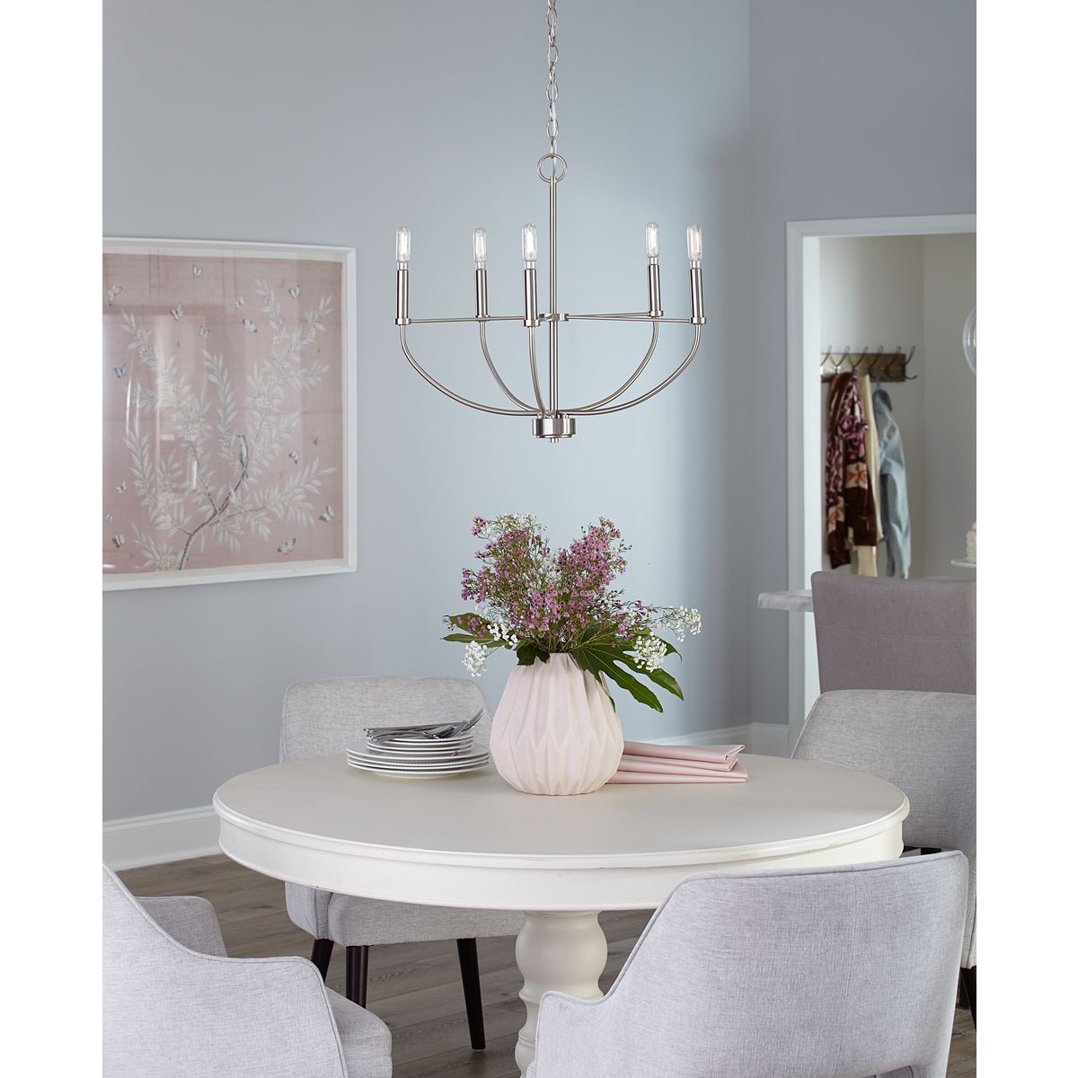 Leyden Collection 5-Light Chandelier - Modern Crystal Ceiling Light Fixture for Dining Room, Living Room & Bedroom | Elegant Lighting for Home Decor