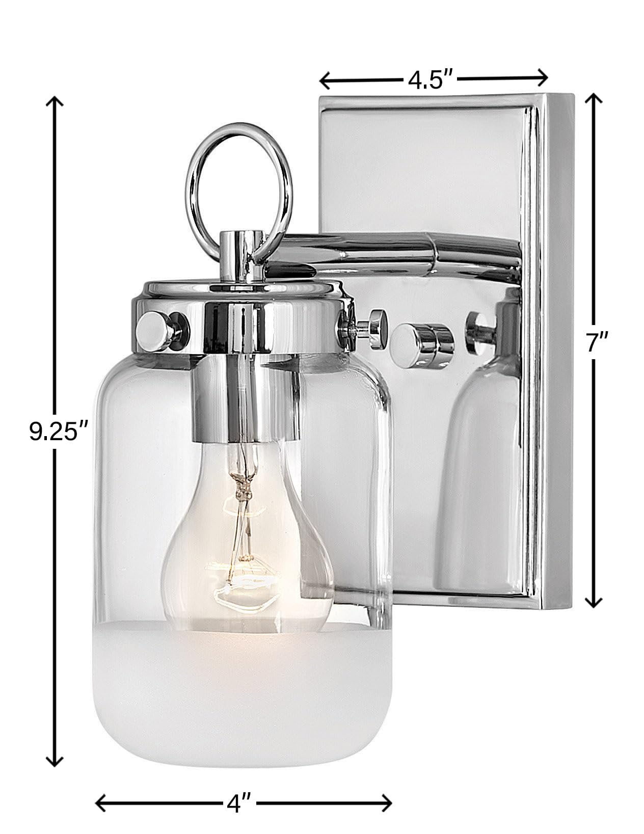 Hinkley Penley Collection One Light Bathroom Vanity Fixture with Clear/Etched Glass in Polished Nickel - Elegant Lighting for Modern Bathrooms & Powder Rooms