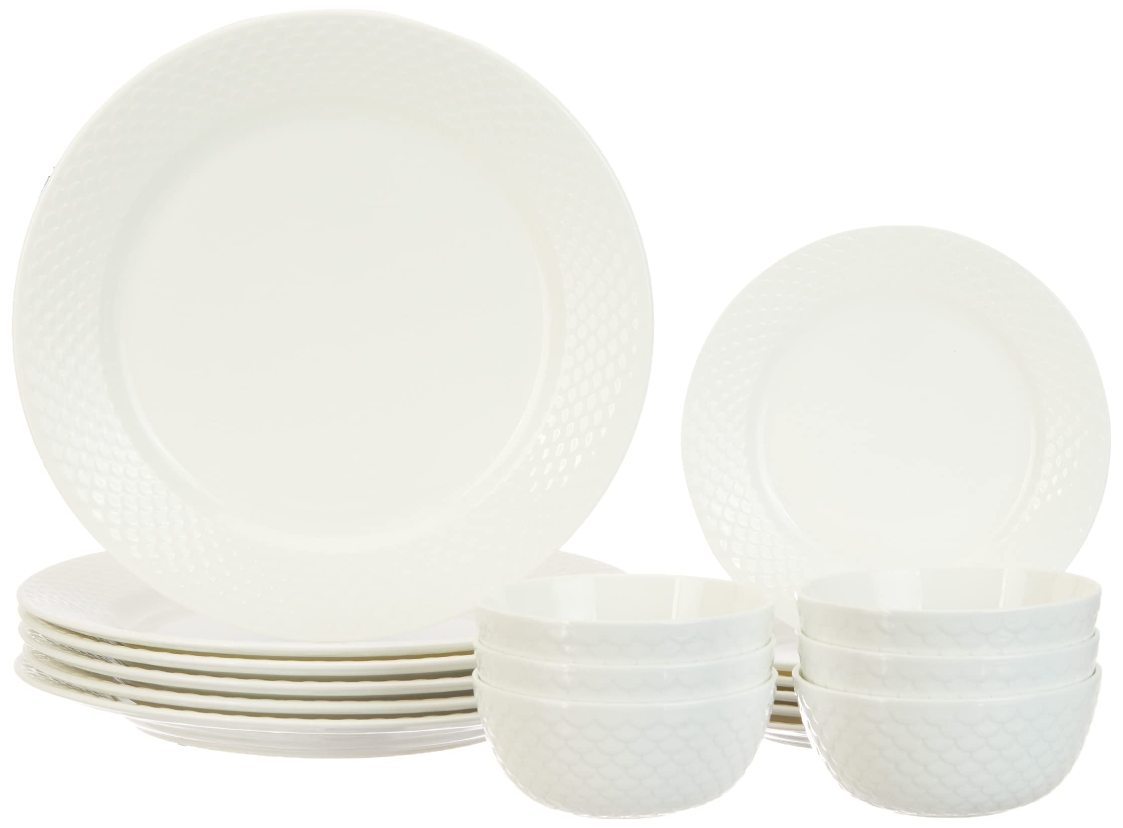 Solimo 18-Piece Classic Solid Ceramic Dinner Set - 6 Dinner Plates, 6 Salad Plates, 6 Serving Bowls | Off-White | Durable Stoneware for Everyday Dining & Entertaining | Perfect for Family Meals, Dinner Parties & Restaurant-Style Serving