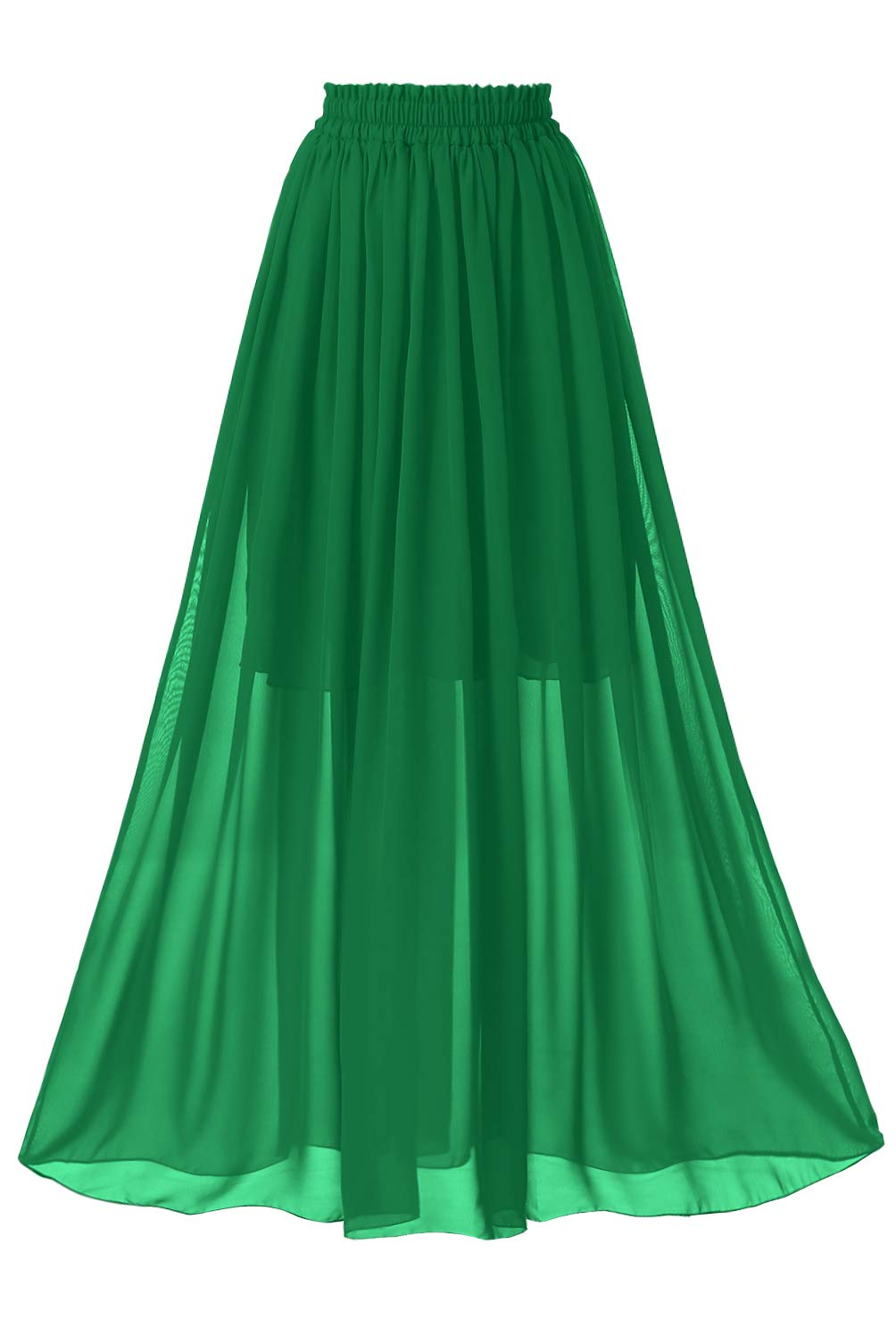 Topdress Women's Chiffon Skirts - Elastic High Waist Tea-Length A-Line Ruffle Skirt for Beach, Summer, and Casual Wear | Flowy & Comfortable