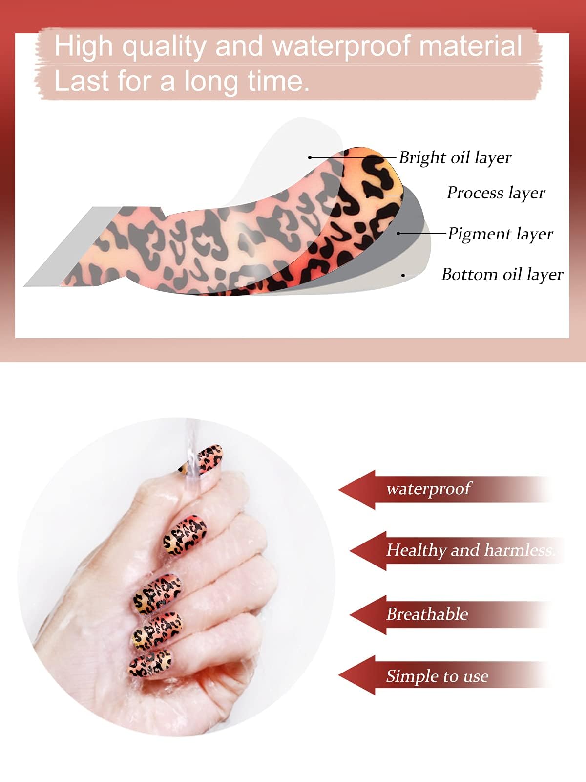20PCS Gel Nail Polish Strips - Kalolary Leopard Print Nail Art Wraps | Waterproof DIY Nail Stickers for Salon & Home Use | UV/LED Lamp Required | Perfect for Parties, Weddings & Special Occasions