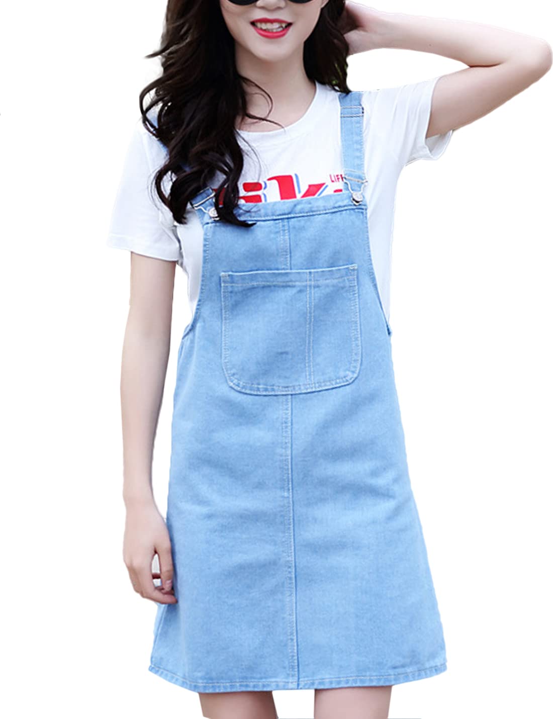 Bankeng Women's Denim Suspender Dress - Adjustable Straps, Above Knee Midi Overalls, Casual Denim Skirt | Perfect for Spring Outfits, Date Nights & Weekend Brunch