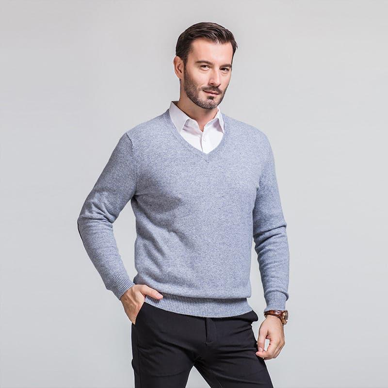 Luxury Men's V-Neck Cashmere Sweater - Soft & Warm Winter Pullover for Business Casual & Date Nights