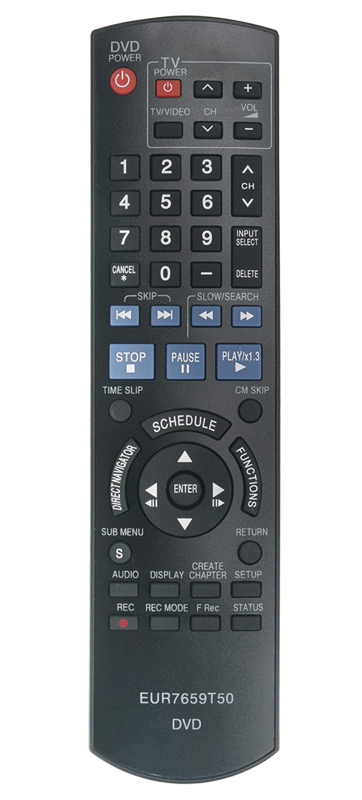 Replacement Remote Control for Panasonic DVD Recorder DMR-EZ17/EZ17P/EZ17PK/EZ17S/EZ37VK/EZ37VS/EZ17K - Compatible with N2QAYB000212 - Perfect for Home Theater & Media Center Use