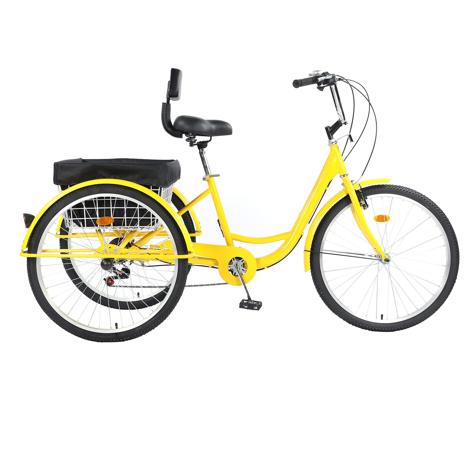 26 Inch Adult Tricycle - 7 Speed 3 Wheel Bike for Women, Men & Seniors - Comfortable Cruise Trike with Adjustable Seat, Shopping Basket & Lock - Multiple Color Options - Perfect for Commuting, Grocery Shopping & Leisure Rides