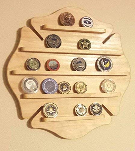 Wall Mounted Challenge Coin Display Holder for Firefighters, Police, Sheriff - Maltese Cross & Badge Design - Perfect for Office, Home Decor & Collectible Showcase