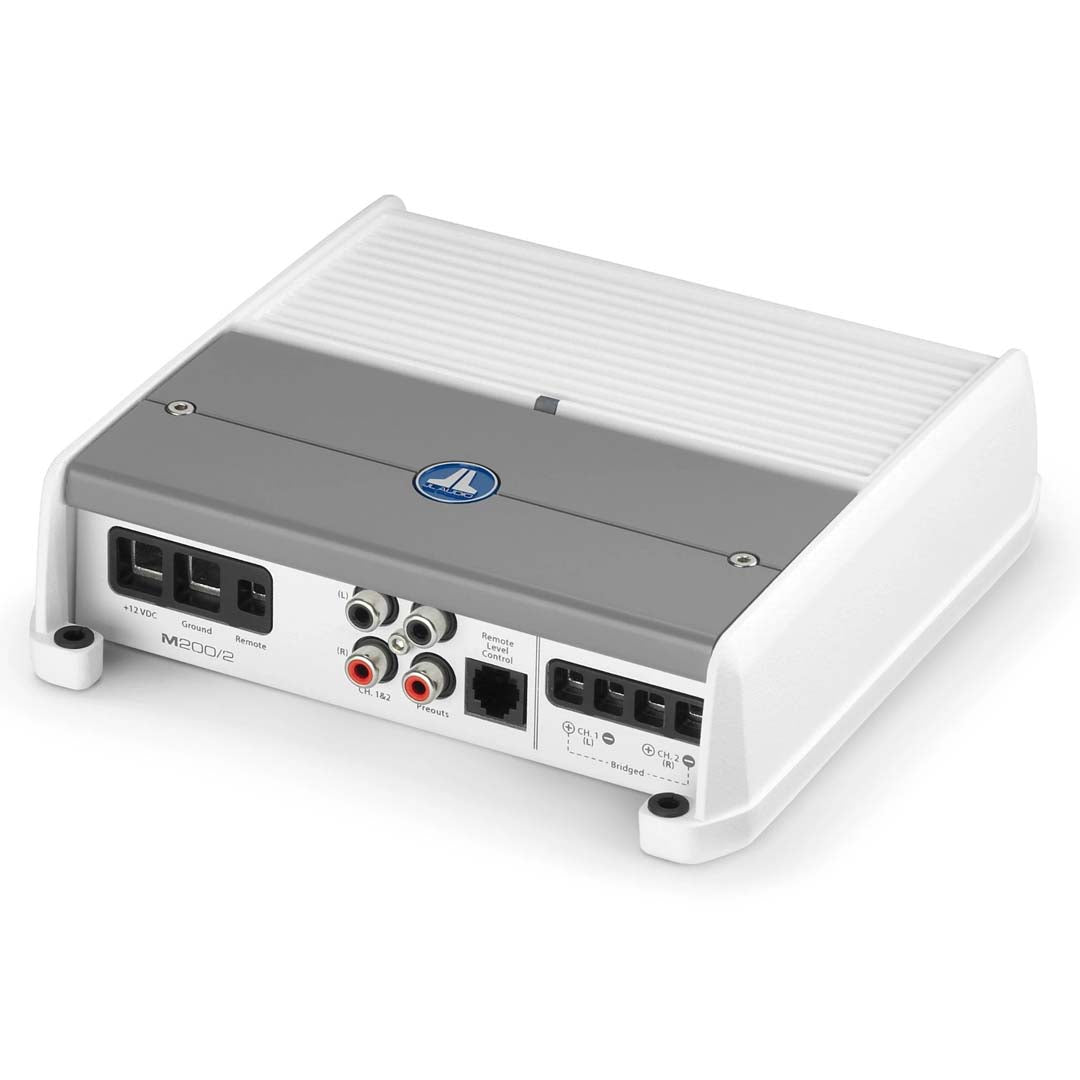 JL Audio M200/2 Marine Amplifier - M Series Class D 2-Channel Full Range Waterproof Boat Stereo System - Perfect for Boats, Yachts & Marine Audio Upgrades
