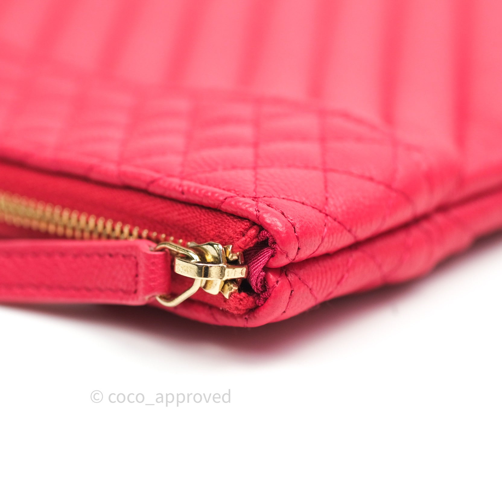 Chanel Chevron Quilted Large Cosmetic Case in Red Caviar Leather with Gold Hardware - Luxury Makeup Bag for Travel & Everyday Use